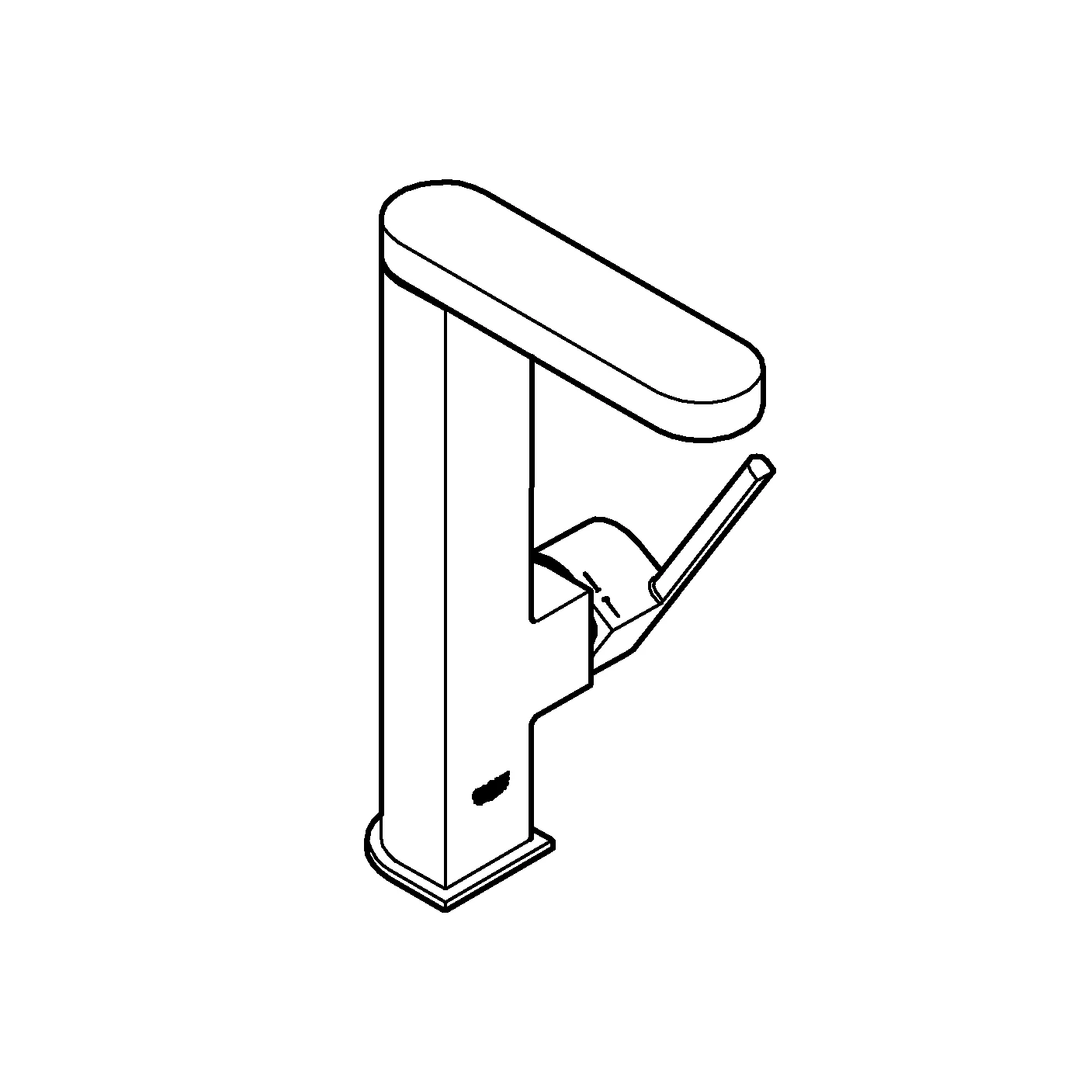 Einhand-Waschtischbatterie Plus 23873_3, L-Size, Einlochmontage, glatter Körper, Push-open Ablaufgarnitur 1 1/4″, chrom