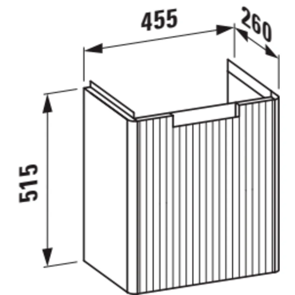 Waschtischunterbau JUNA für PRO S 262x454x522 1 Tür mit Griffmulde, Scharnier rechts für Waschtisch H815954 weiß matt