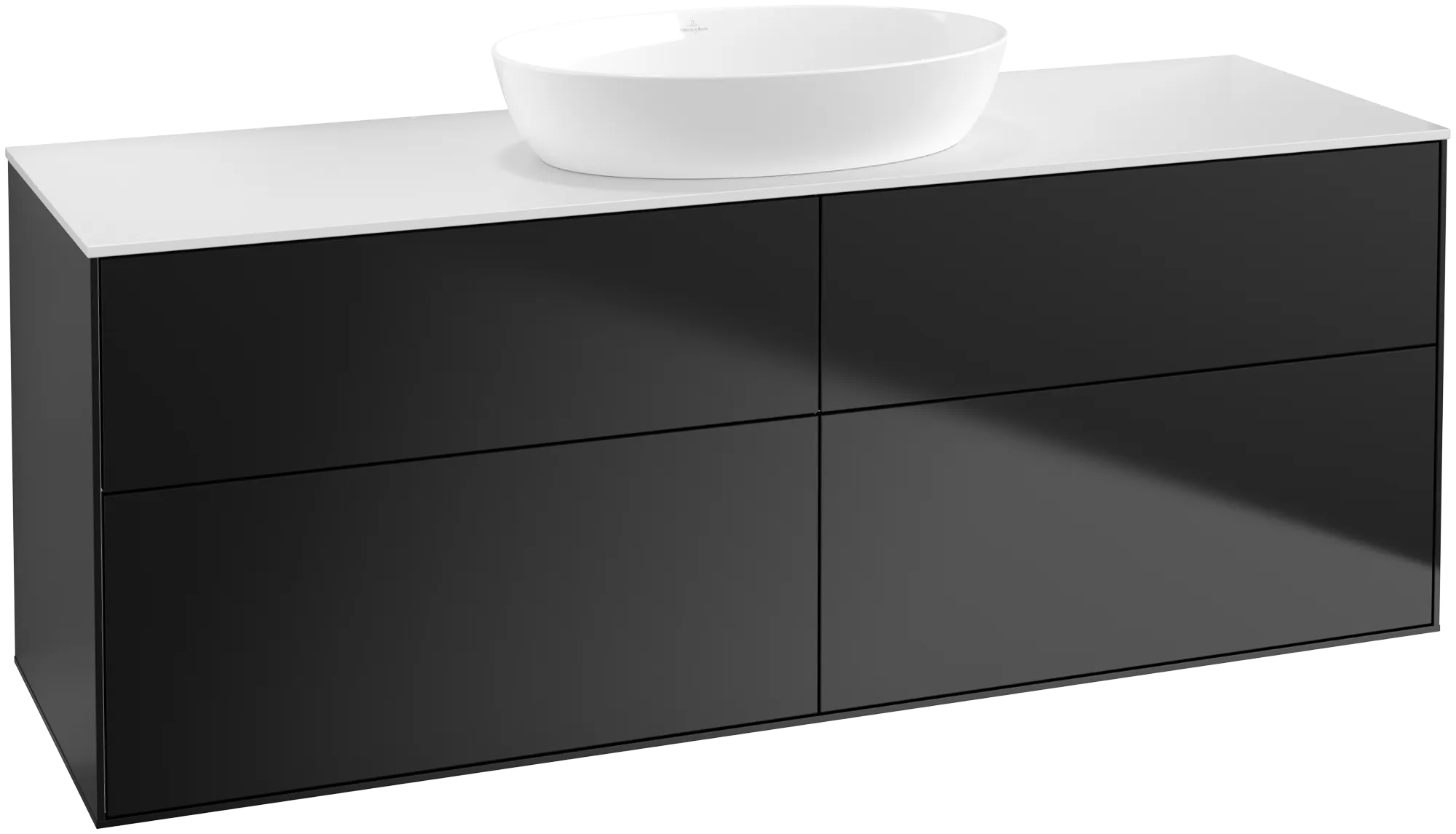 Villeroy & Boch Finion Waschbeckenunterschrank GA9, 1600x603x501mm, Black Matt Lacquer / Glass White Matt