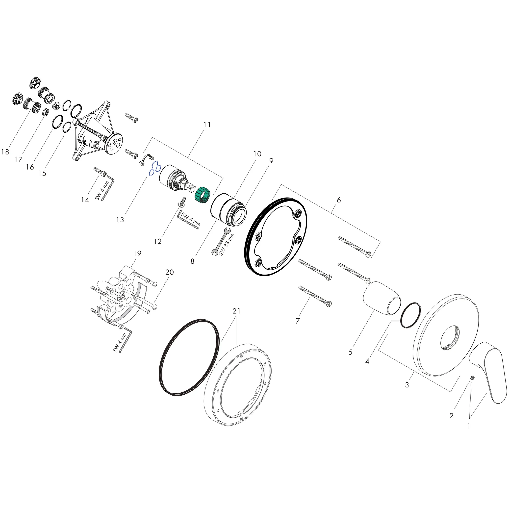 Brausenmischer Unterputz Focus Fertigset chrom Brausenmischer Unterputz Focus Fertigset chrom