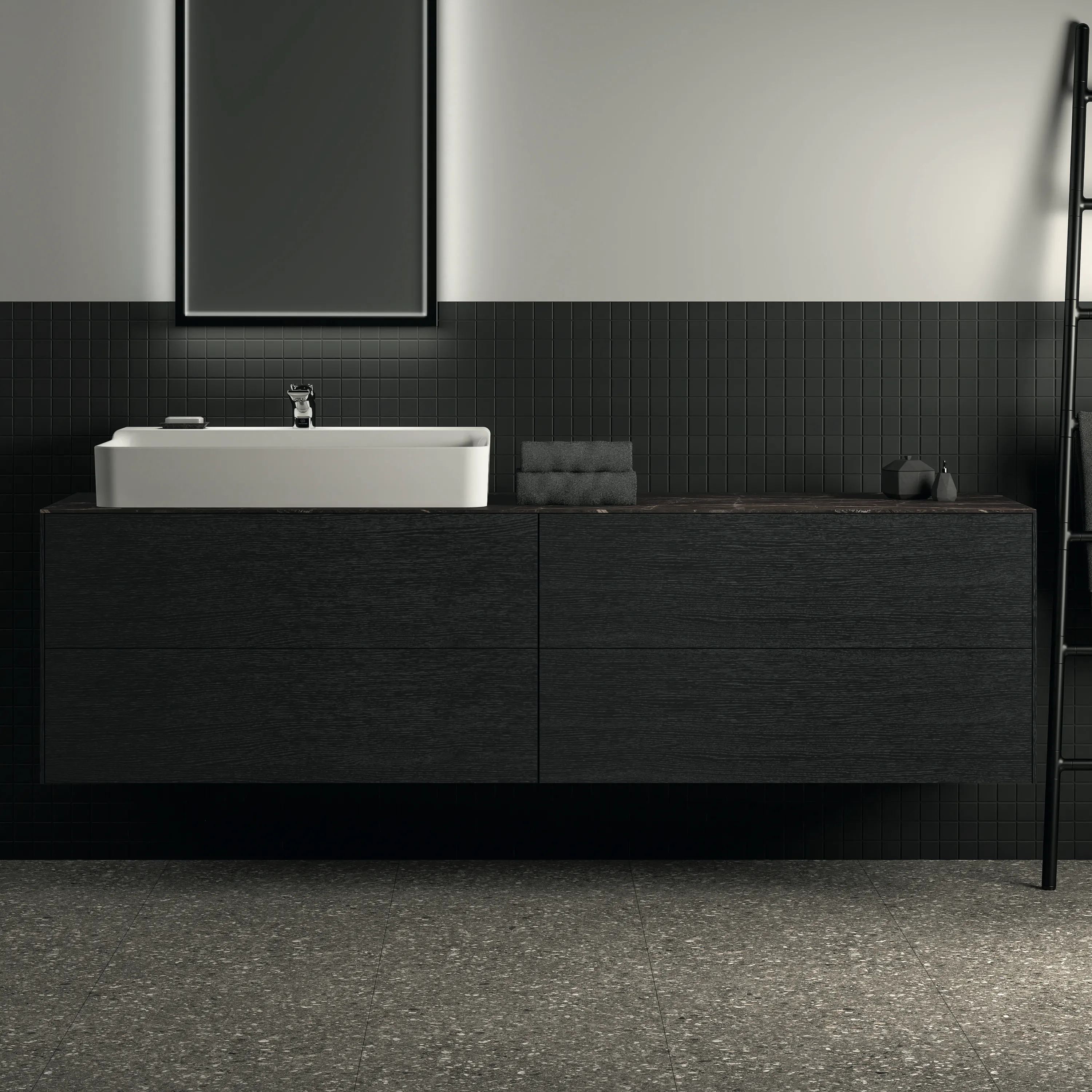 Ideal Standard Waschtischunterschrank „Conca“ 198,5 × 54 × 50,5 cm Eiche geflammt Furnier Ideal Standard Waschtischunterschrank „Conca“ 198,5 × 54 × 50,5 cm Eiche geflammt Furnier