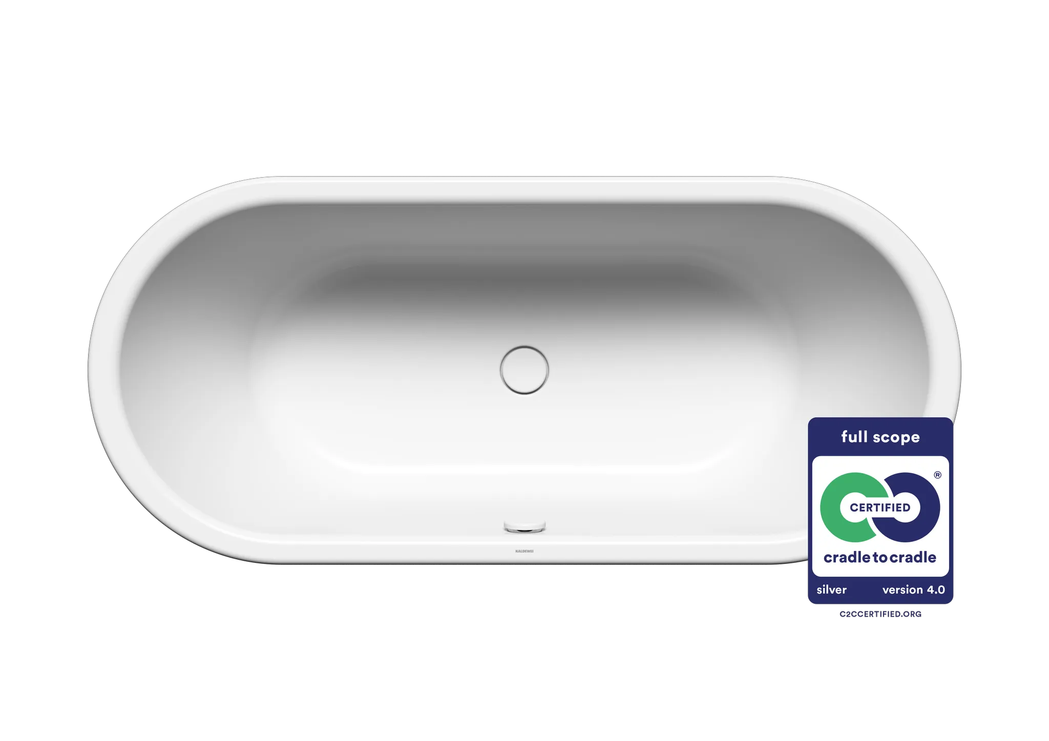 Kaldewei Badewanne „Centro Duo Oval“ oval 170 × 75 cm, ohne Wannenträger in alpinweiß