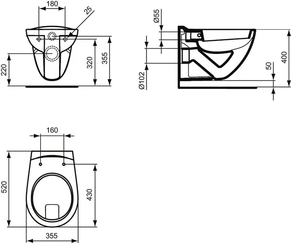 WC „Eurovit“ 35,5 × 37 × 52 cm WC „Eurovit“ 35,5 × 37 × 52 cm