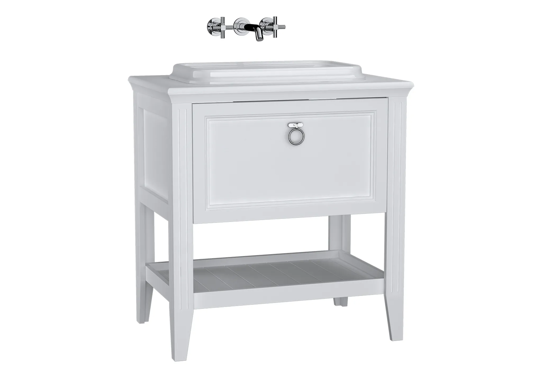 Valarte Set 78 cm Einbauwaschtisch + Waschtischunterschrank 1 Vollauszug Weiß Matt Valarte Set 78 cm Einbauwaschtisch + Waschtischunterschrank 1 Vollauszug Weiß Matt