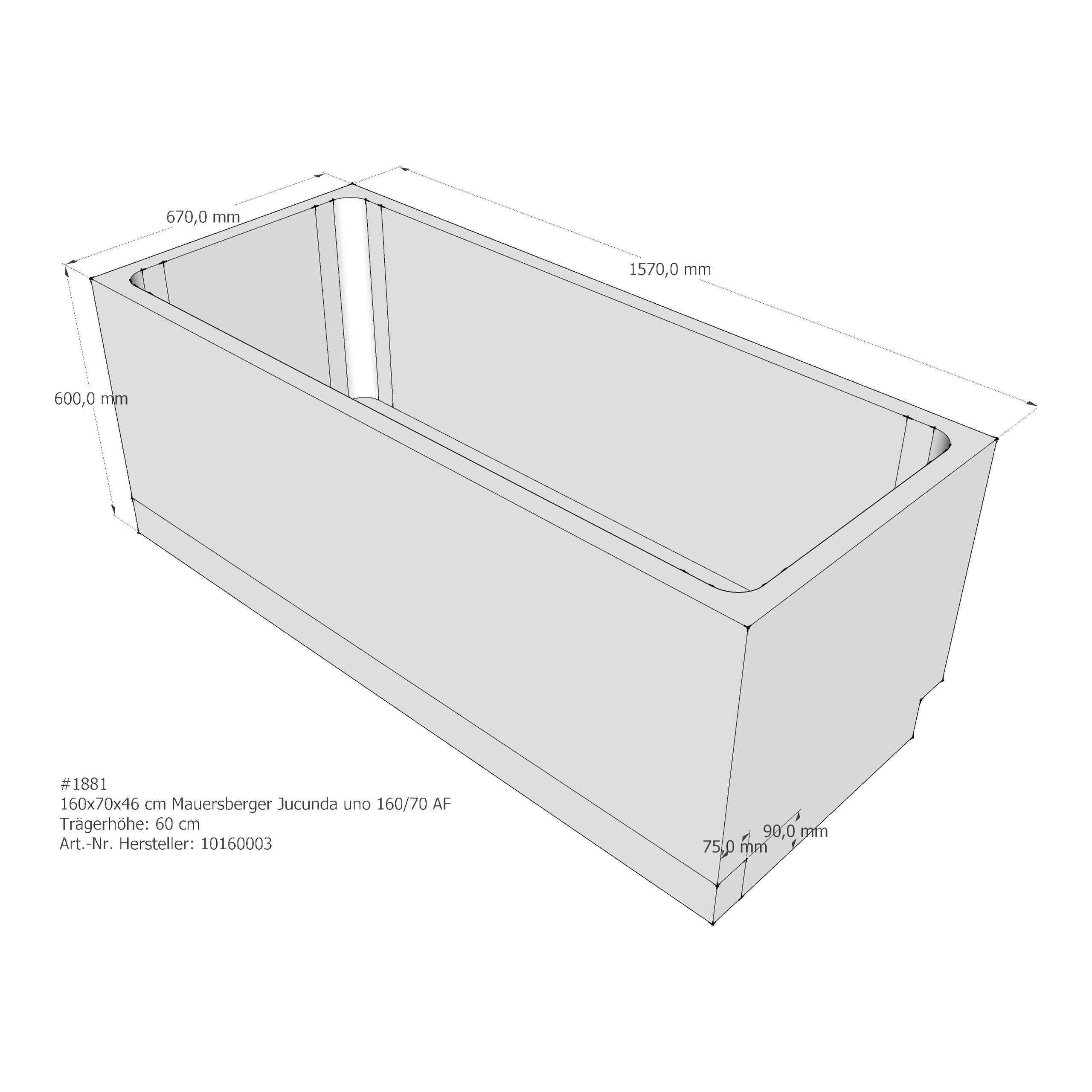 Badewannenträger für Mauersberger Jucunda 160/70 uno 160 × 70 × 46 cm Badewannenträger für Mauersberger Jucunda 160/70 uno 160 × 70 × 46 cm
