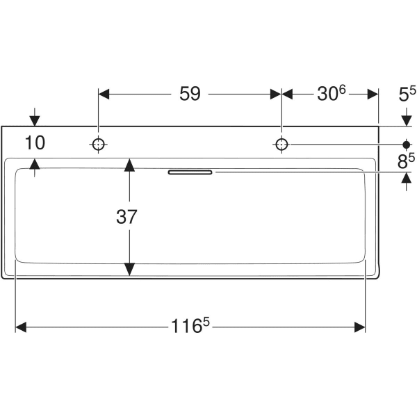 Wandwaschtisch „One“ mit horizontalem Ablauf, rechteckig, Hahnlochposition links und rechts 120 × 48 cm in weiß alpin mit KeraTect® Wandwaschtisch „One“ mit horizontalem Ablauf, rechteckig, Hahnlochposition links und rechts 120 × 48 cm in weiß alpin mit KeraTect®