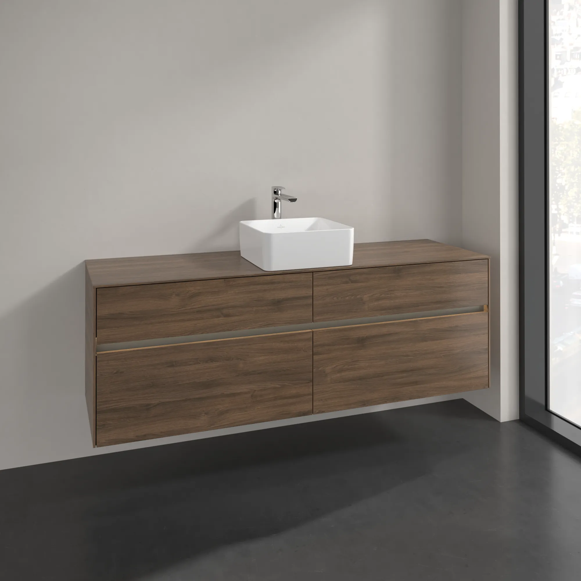 Villeroy & Boch Waschbeckenunterschrank Collaro Arizona Oak, 1600x548x500 mm, mit Beleuchtung und SoftClosing, Eckig Villeroy & Boch Waschbeckenunterschrank Collaro Arizona Oak, 1600x548x500 mm, mit Beleuchtung und SoftClosing, Eckig