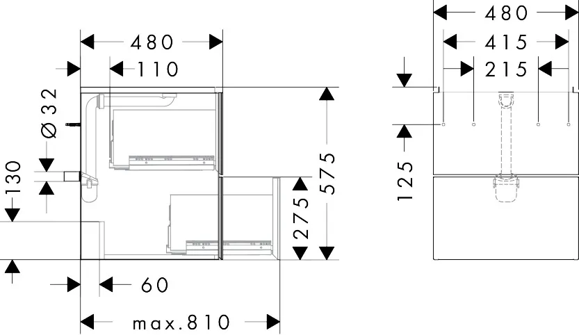 Hansgrohe Xevolos E Waschtischunterschrank Mattweiß 480⁄475 mit 2 Schubkästen Hansgrohe Xevolos E Waschtischunterschrank Mattweiß 480⁄475 mit 2 Schubkästen