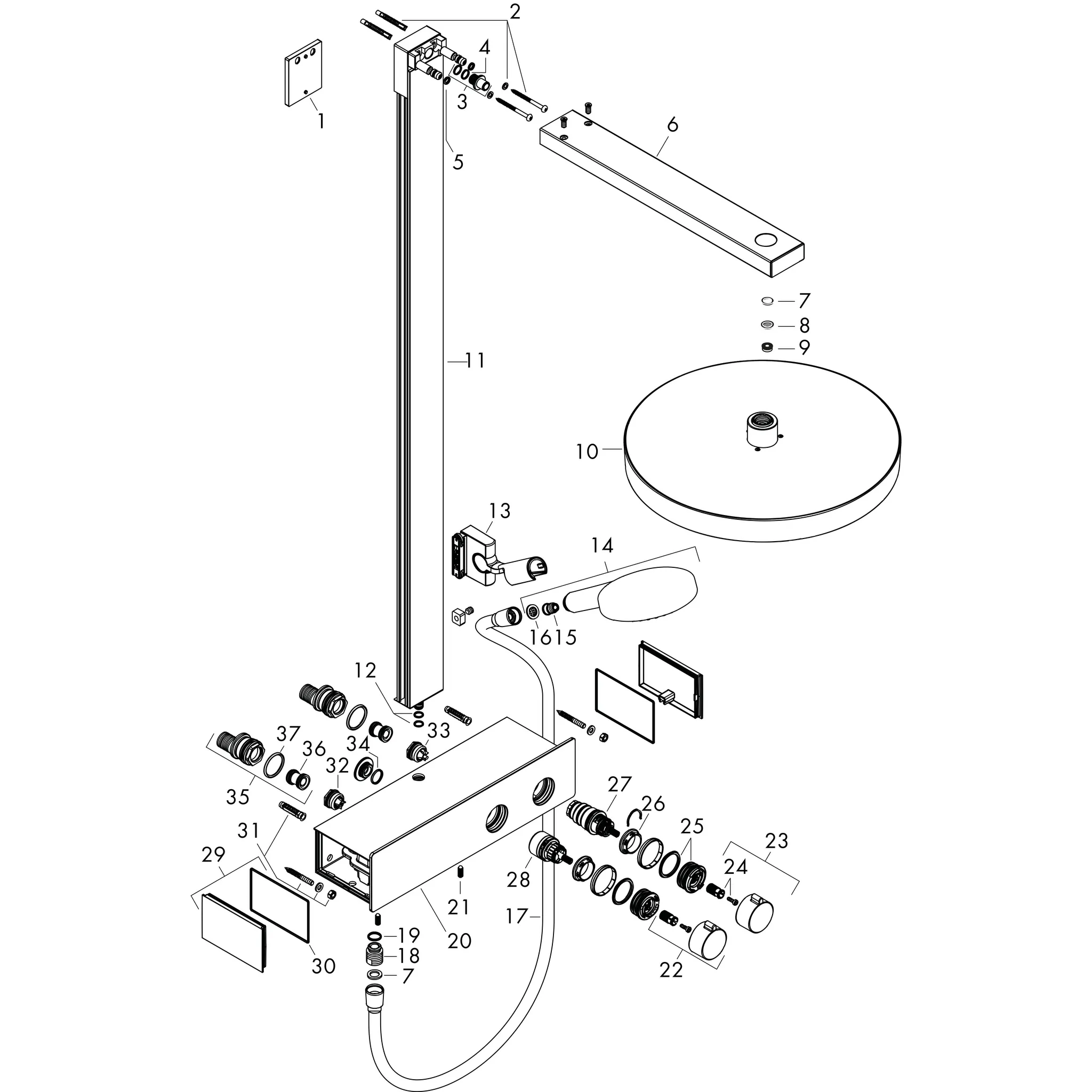 Hansgrohe AXOR Citterio C 3-Loch Einhebel-Wannenrandmischer mit sBox, Polished Red Gold, Ausladung 155 mm