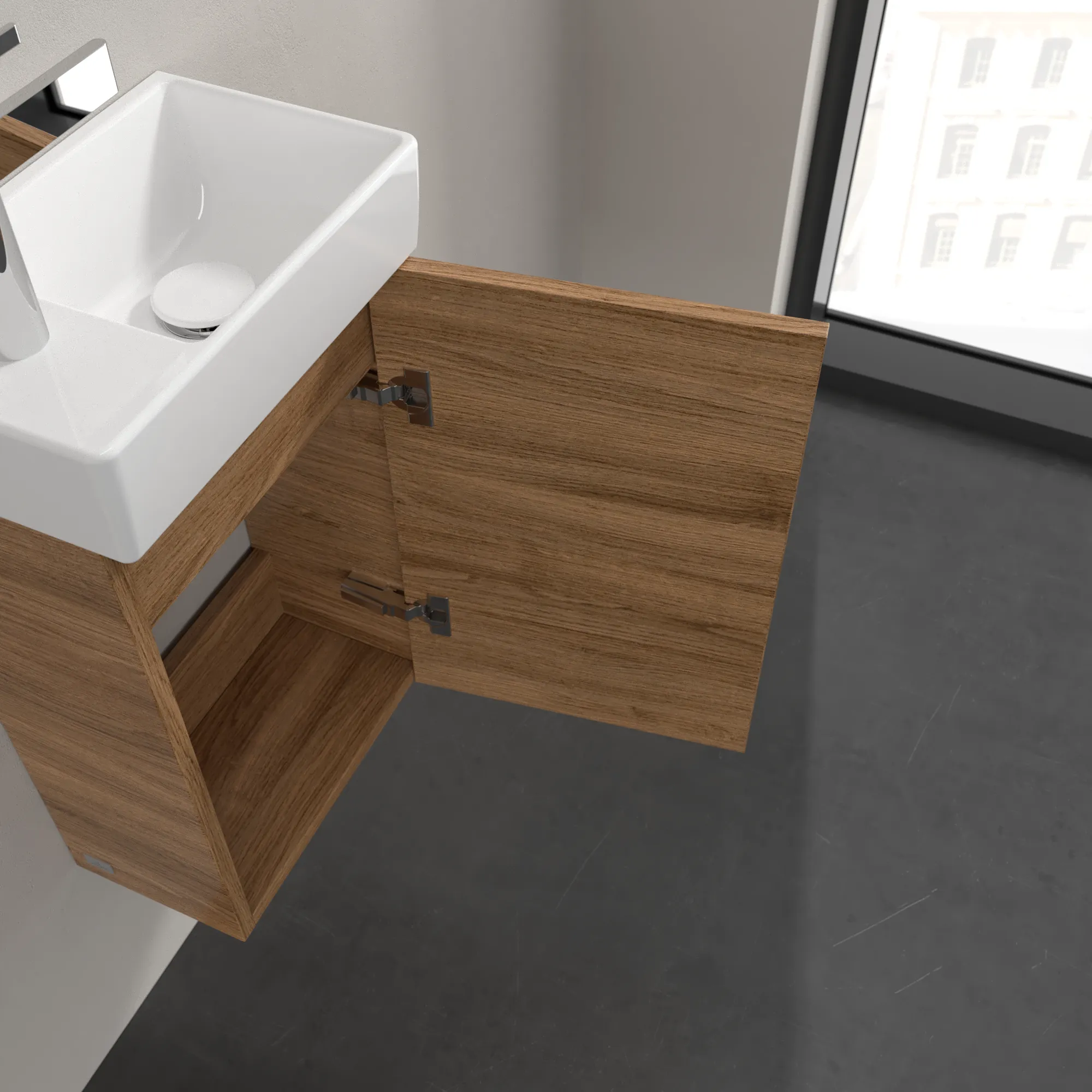 Villeroy & Boch Waschtischunterschrank mit Tür „Avento“ für Schrankwaschtisch 340 × 514 × 202 mm Kansas Oak, Anschlag rechts, Soft Closing, 1 Tür Villeroy & Boch Waschtischunterschrank mit Tür „Avento“ für Schrankwaschtisch 340 × 514 × 202 mm Kansas Oak, Anschlag rechts, Soft Closing, 1 Tür
