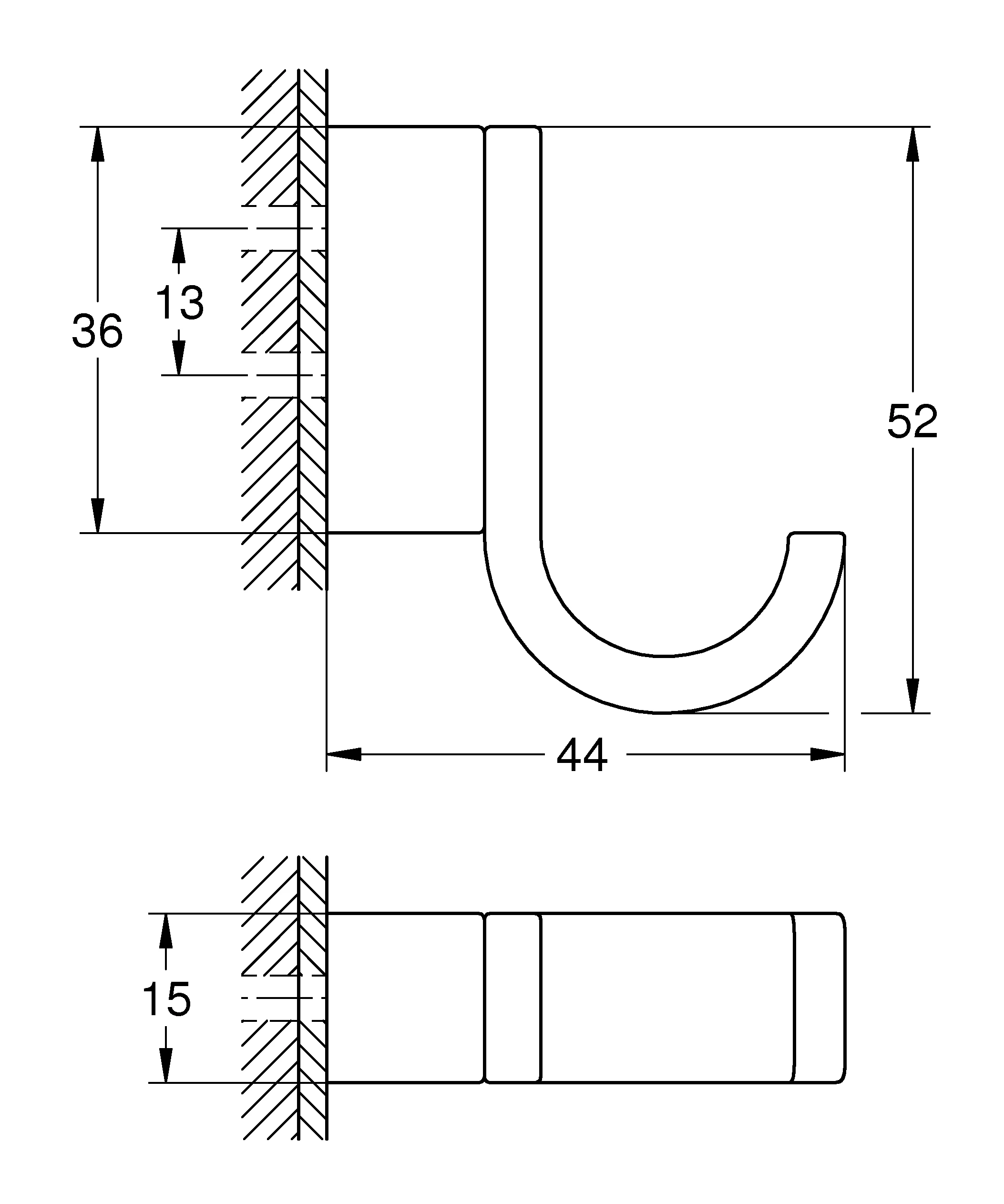 Bademantelhaken Selection 41039, einfach, chrom