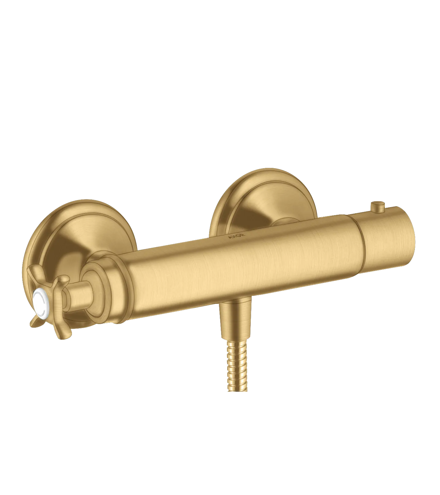 Hansgrohe AXOR Montreux Brausethermostat Aufputz mit Kreuzgriff, Brushed Gold Optic Hansgrohe AXOR Montreux Brausethermostat Aufputz mit Kreuzgriff, Brushed Gold Optic