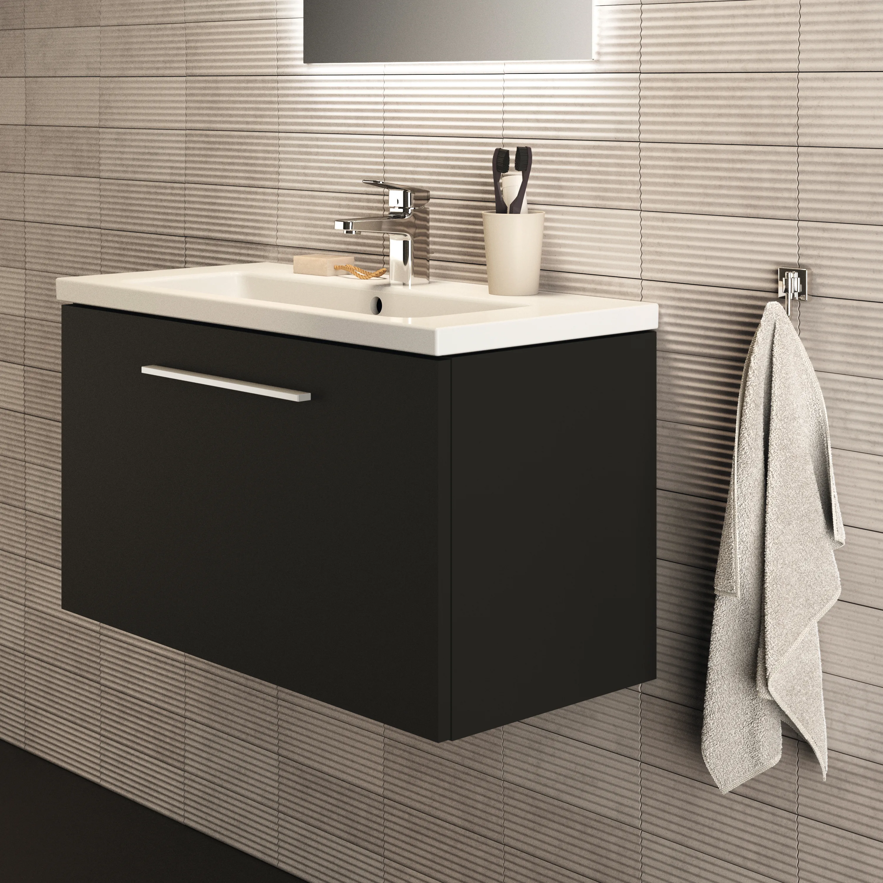 Ideal Standard Möbelwaschtischunterschrank i.life S 1 Auszug 800x375x440mm Carbongrau Ideal Standard Möbelwaschtischunterschrank i.life S 1 Auszug 800x375x440mm Carbongrau