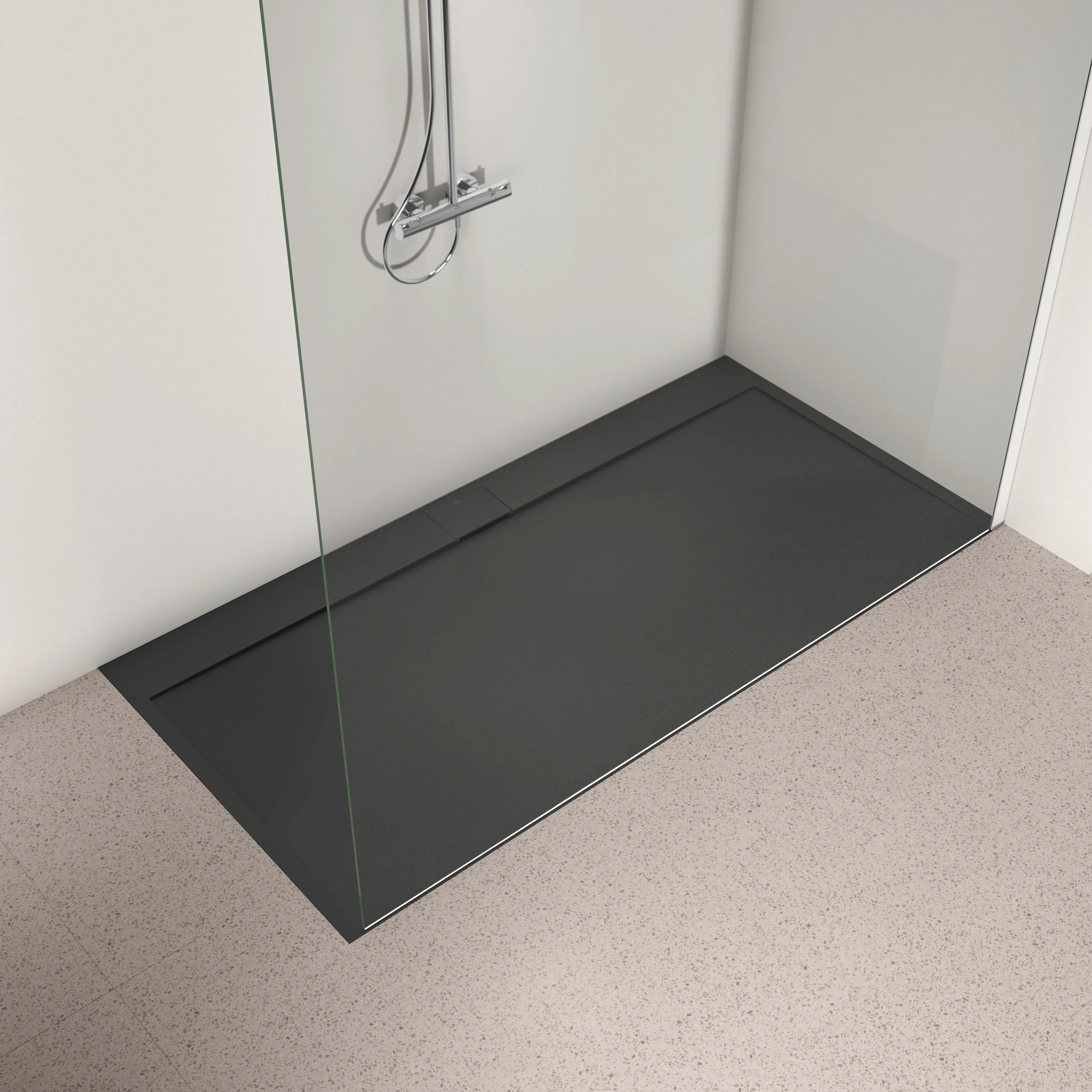 Ideal Standard Rechteck-Brausewanne Ultra Flat S i.life in Schiefer, 2000x1000x30 mm, rutschfest, Ideal Solid Mineralguss
