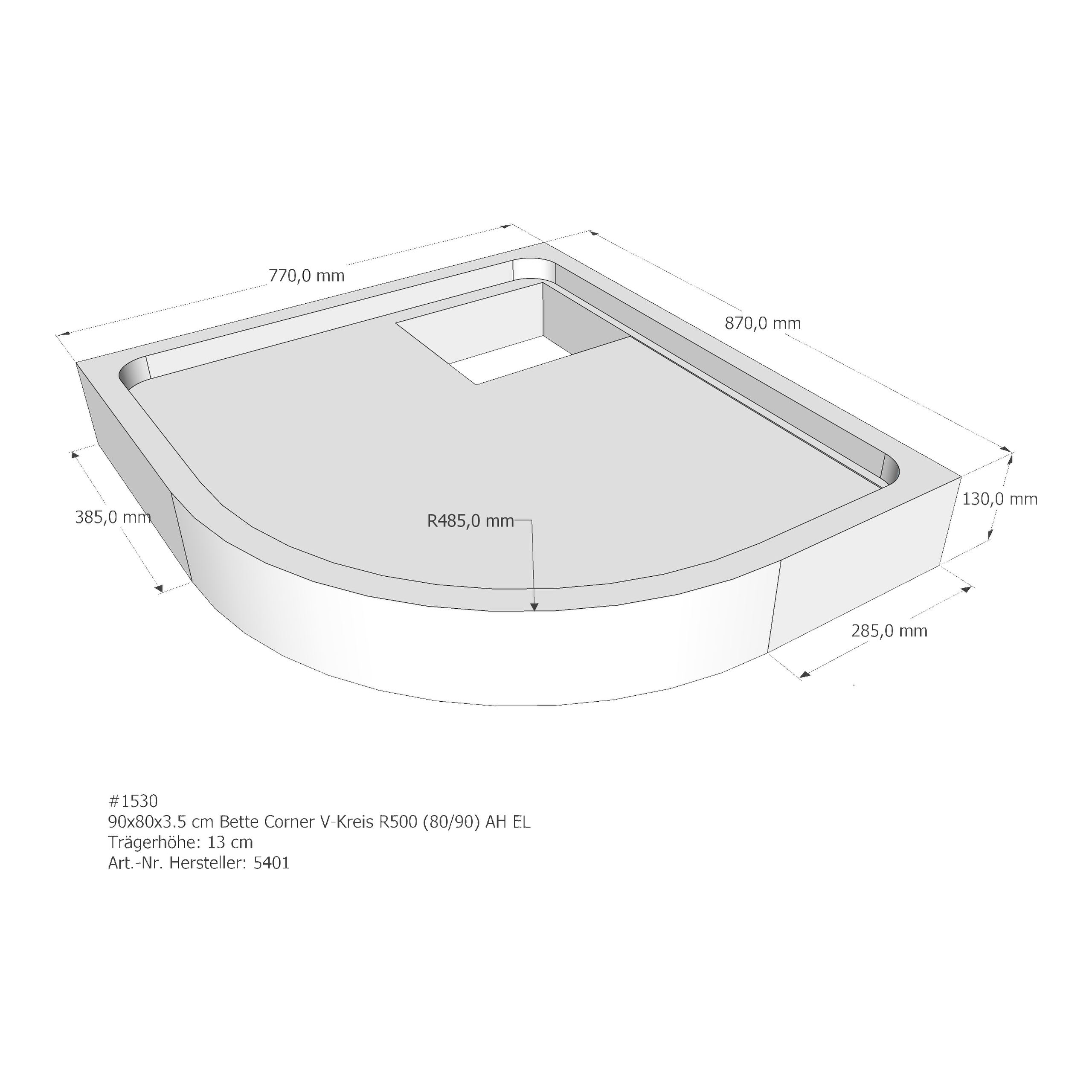 Duschwannenträger für Bette Corner 80 × 90 × 3,5 cm Breite: 90 cm / Länge: 80 cm Duschwannenträger für Bette Corner 80 × 90 × 3,5 cm Breite: 90 cm / Länge: 80 cm