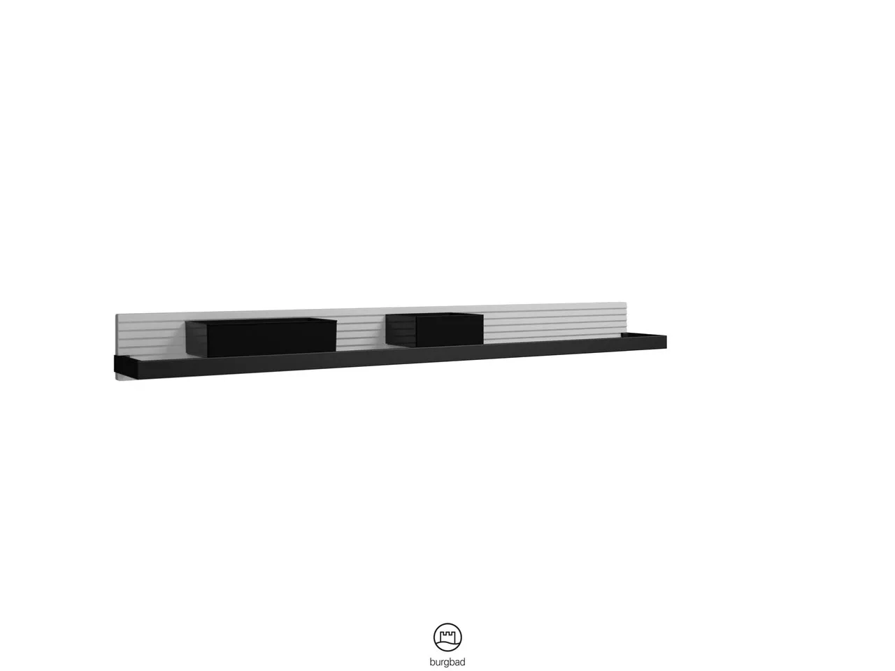 Wandboard Fiumo von burgbad - Metallreling, Plisseestruktur, Schwarz, 1.200 x 150 x 117 mm Wandboard Fiumo von burgbad - Metallreling, Plisseestruktur, Schwarz, 1.200 x 150 x 117 mm