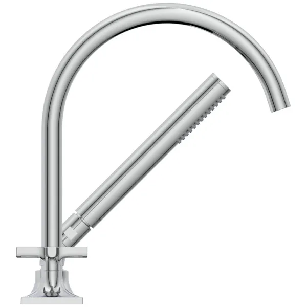 Ideal Standard Joy Neo Armaturen, 5-Loch-Badearmatur Wannenrand, Stick-Handbrause Kreuzgriffe Chrom Ideal Standard Joy Neo Armaturen, 5-Loch-Badearmatur Wannenrand, Stick-Handbrause Kreuzgriffe Chrom