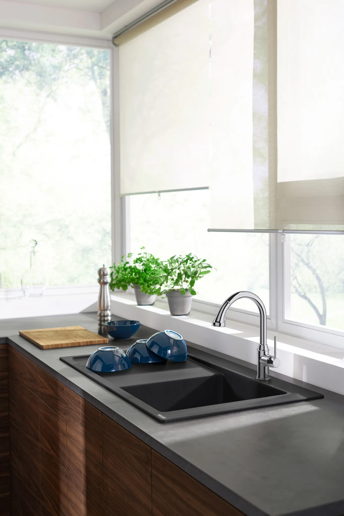 Hansgrohe Einbauspüle S51, Serie S514-F450, Steingrau, 1030 x 490 mm, 1 Hauptbecken mit Abtropffläche, Beckentiefe 190 mm Hansgrohe Einbauspüle S51, Serie S514-F450, Steingrau, 1030 x 490 mm, 1 Hauptbecken mit Abtropffläche, Beckentiefe 190 mm