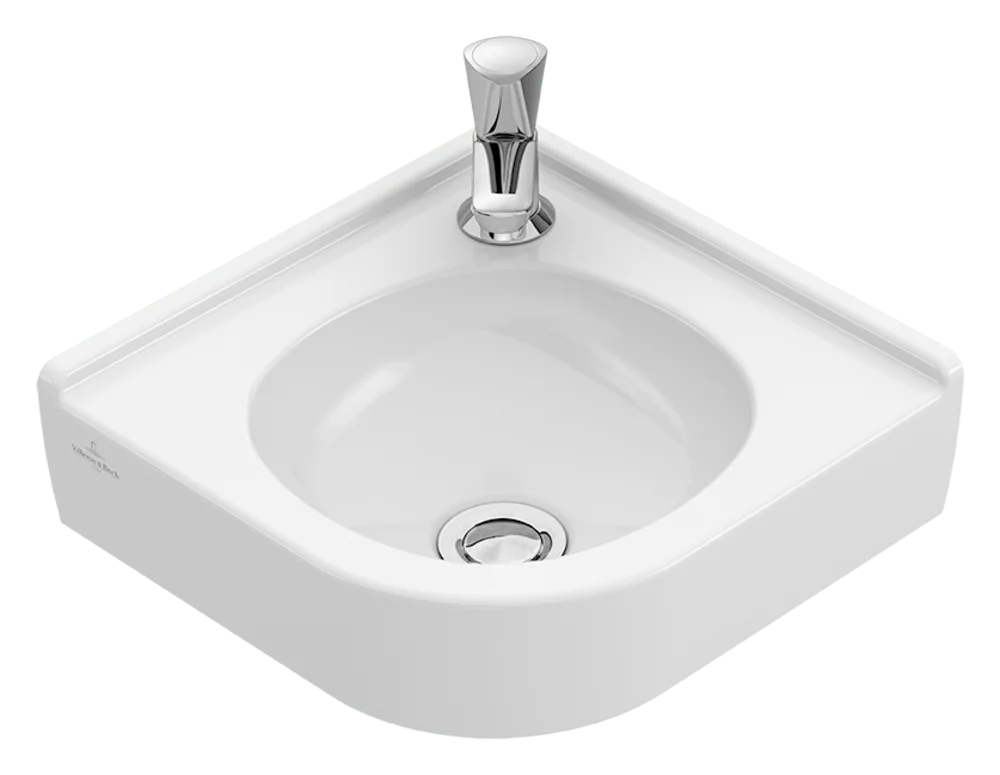 Villeroy & Boch Eck-Handwaschbecken O.novo, 400x320x145mm, glänzend weiß Alpin, 1-Loch-Armatur, Sanitärkeramik