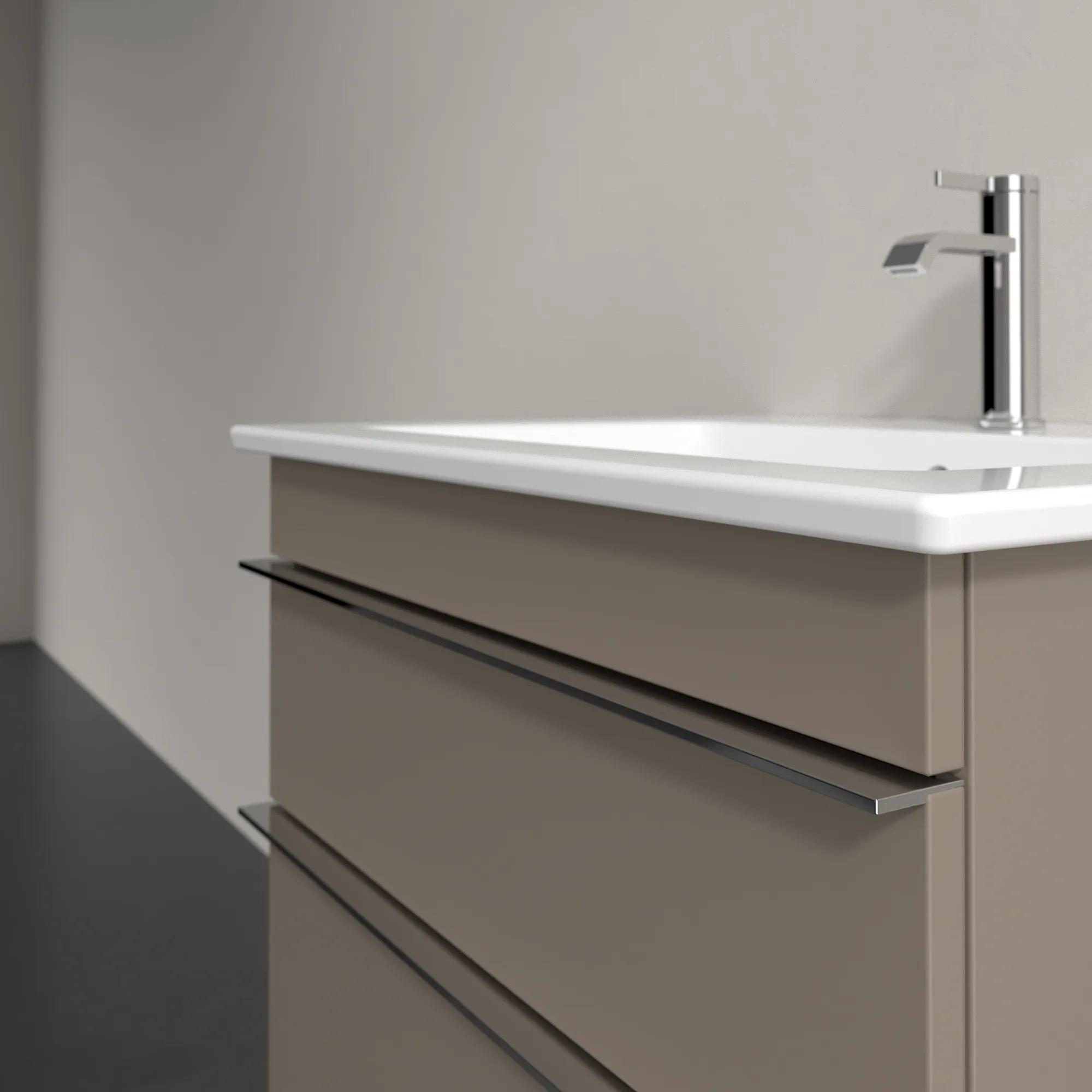 Villeroy & Boch Waschtischunterschrank „Venticello“ für Schrankwaschtisch 603 × 590 × 502 mm Taupe, für Becken mittig Villeroy & Boch Waschtischunterschrank „Venticello“ für Schrankwaschtisch 603 × 590 × 502 mm Taupe, für Becken mittig