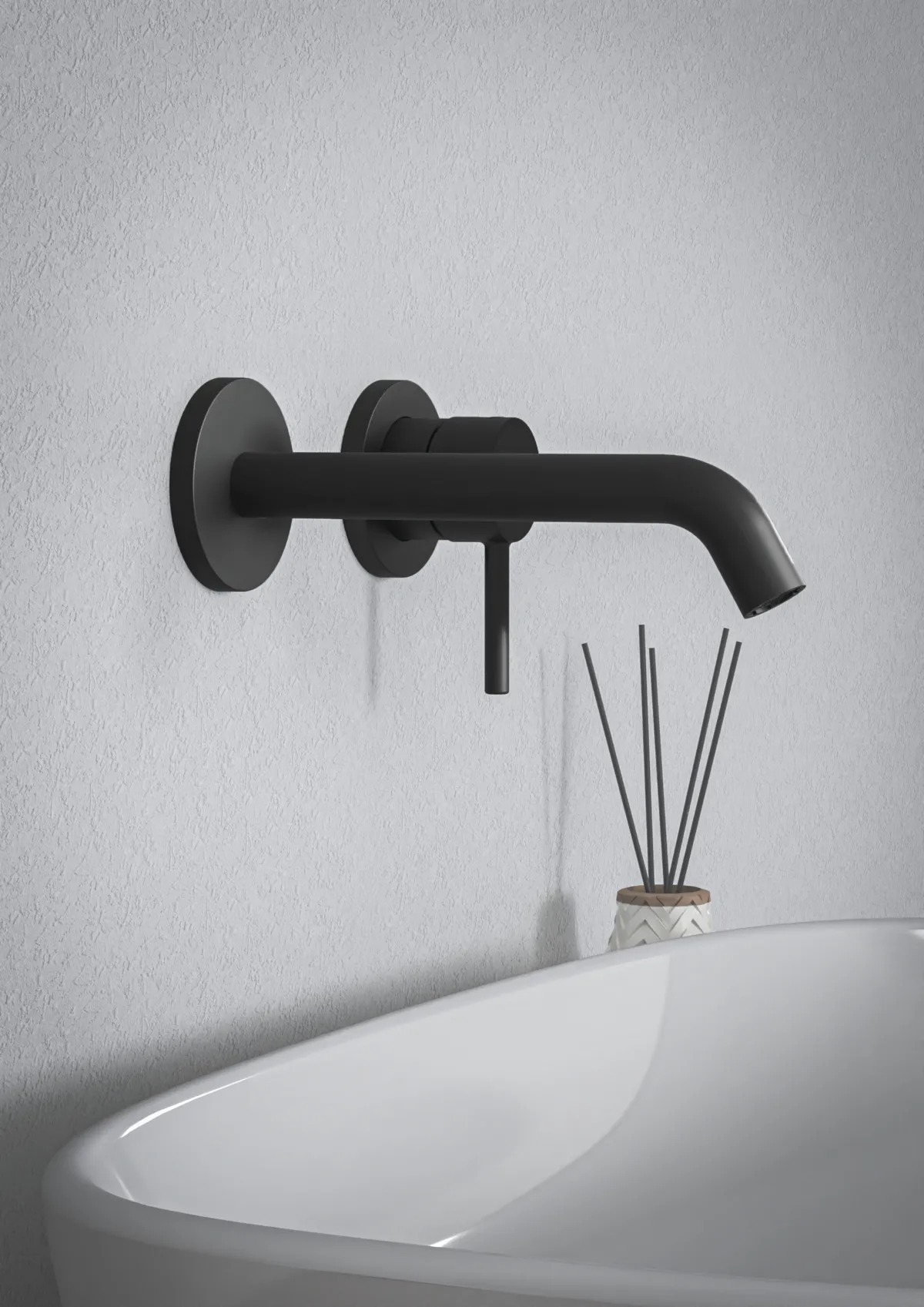 Ideal Standard Wand-Waschtischarmatur Ceraline Nuovo Silk Black Ausladung 180 mm Unterputz-Bausatz