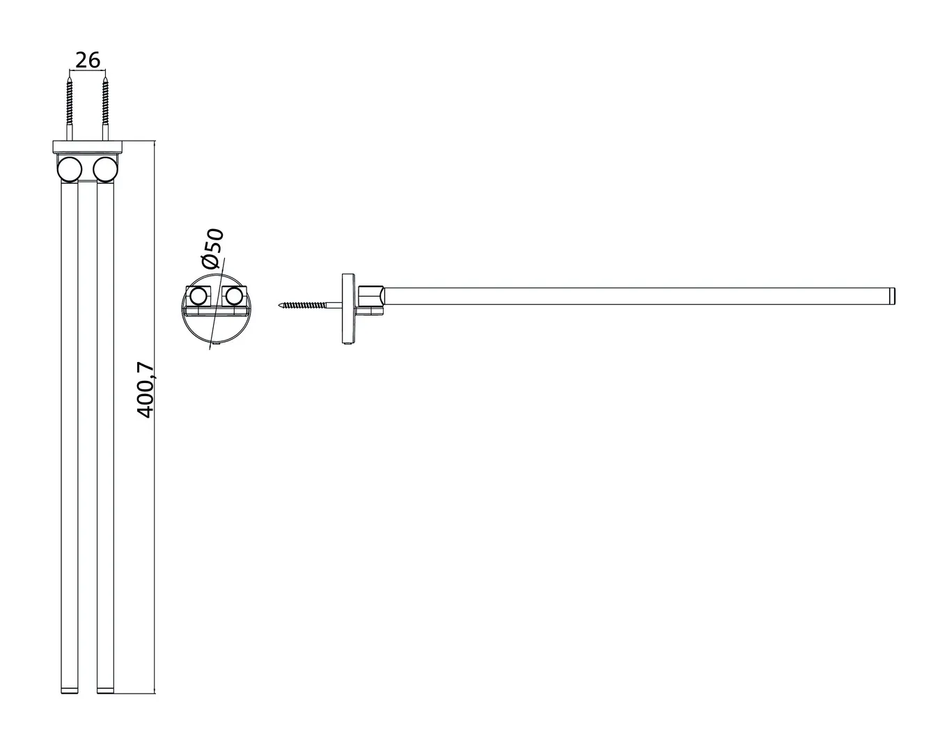 round Handtuchhalter schwenkbar2-armig, 400 mm, chrom