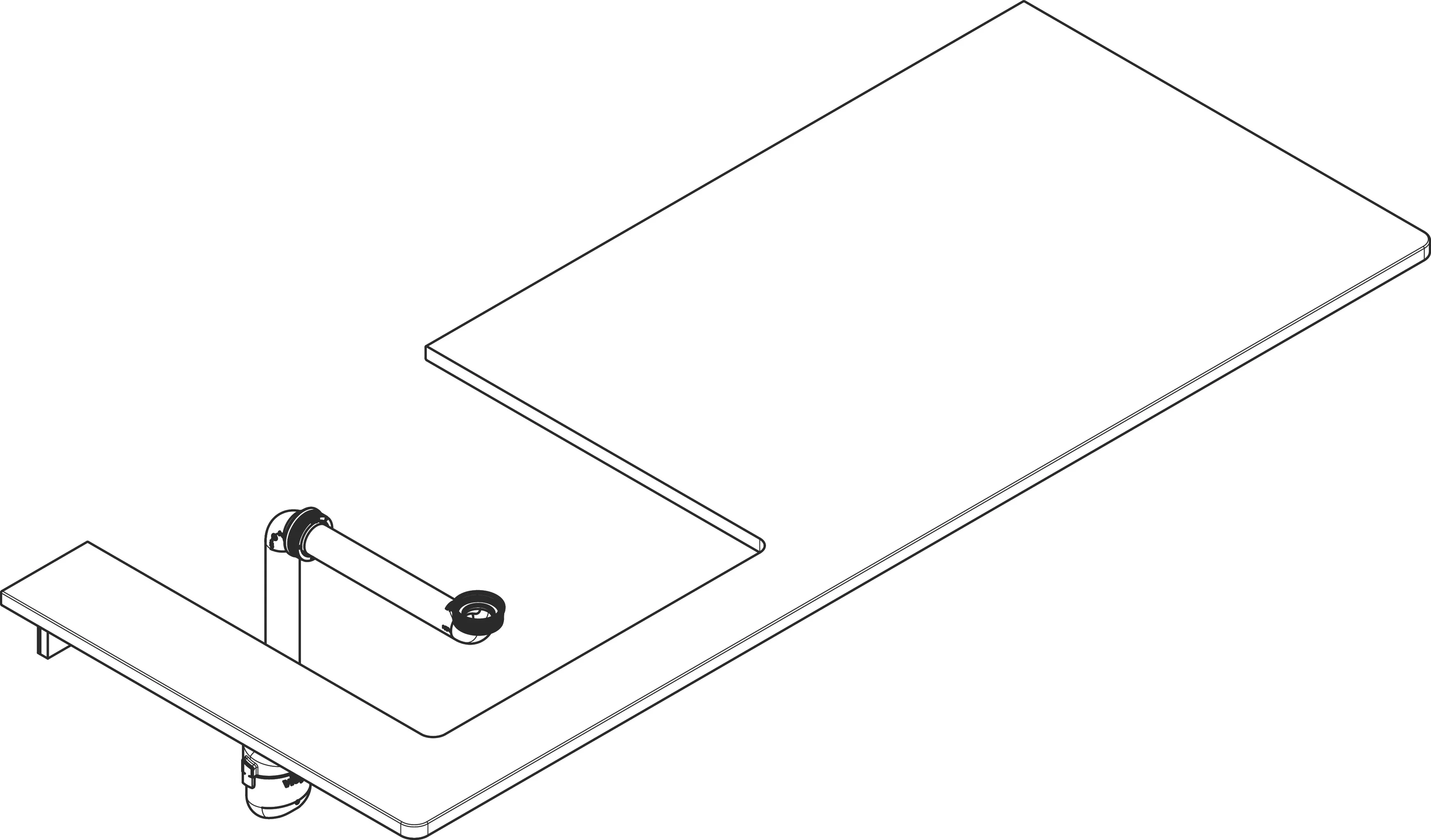 Hansgrohe Xelu Q Konsole 1360x540 mm, weiß hochglanz, mit Ausschnitt links für Aufsatzwaschtisch geschliffen