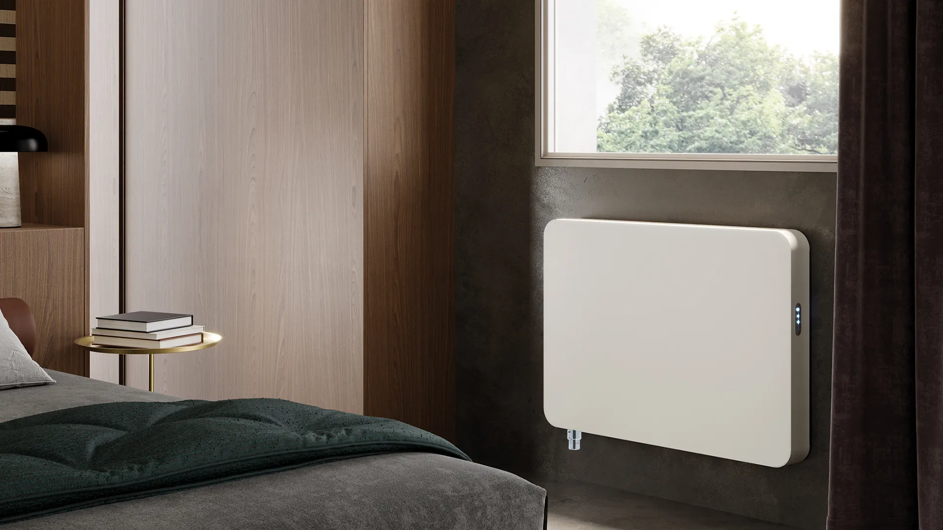 BEMM Relax Style Hybrid Komfort Raumheizkörper Serie RES in Schwarz RAL 9005 mit Ventilation und Touch-Bedienfeld