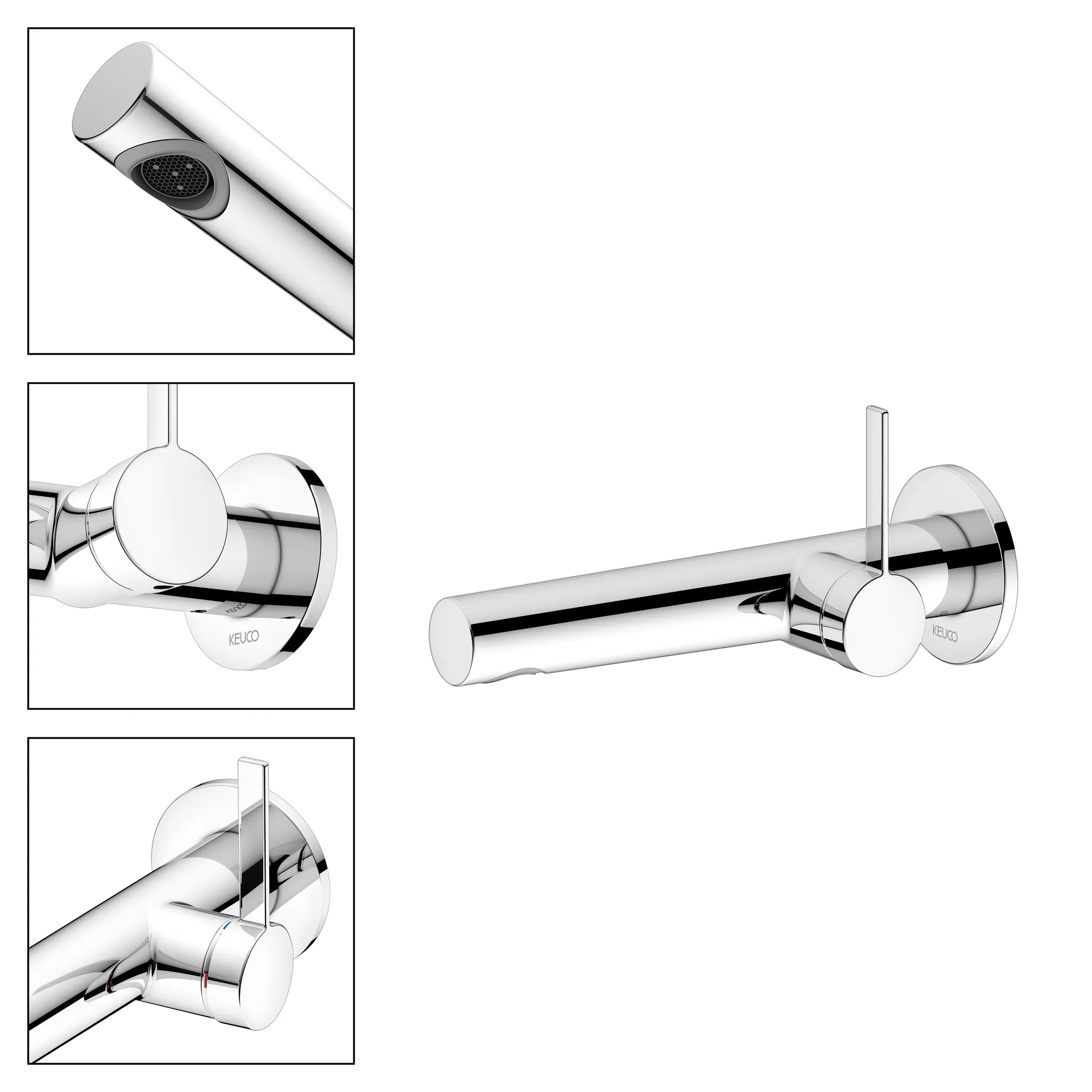 KEUCO IXMO Einhebel-Waschtischmischer Unterputz 1 Loch IXMO Pure für Wandmontage, rund Ausladung 197 mm/IXMO Pure verchromt