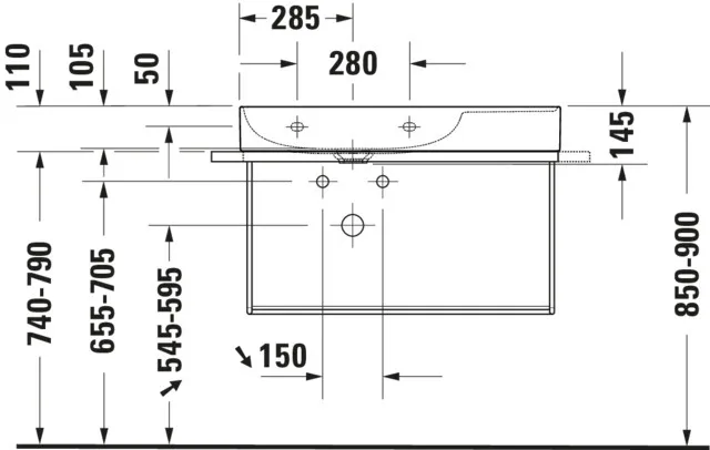 Wandwaschtisch „DuraSquare“, ohne Überlauf, Hahnlochposition mittig Wandwaschtisch „DuraSquare“, ohne Überlauf, Hahnlochposition mittig