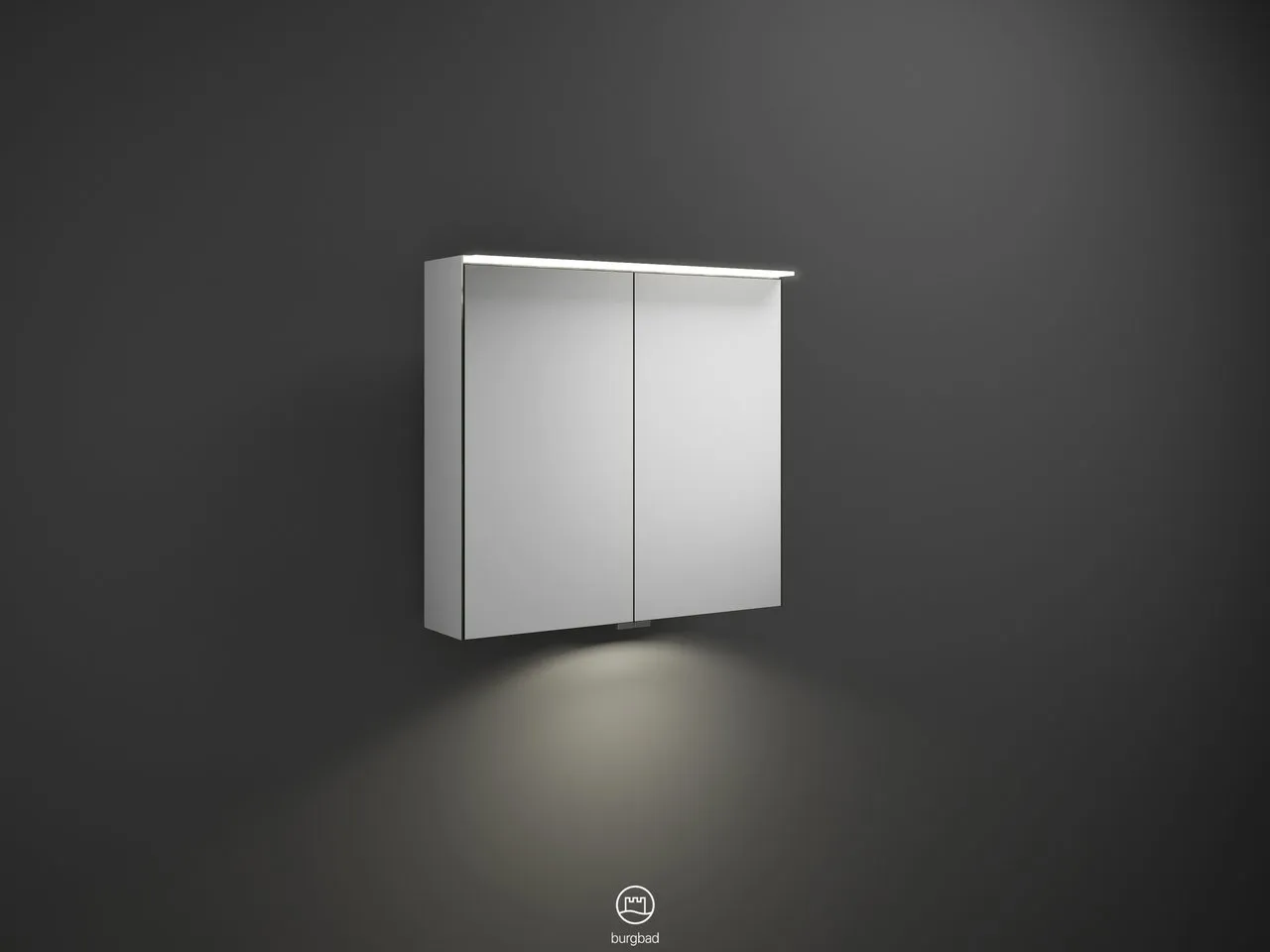 Spiegelschrank RL10 von burgbad - beidseitig verspiegelt, LED-Aufsatzleuchte 4200 K, Anthrazitgrau, 706 x 670 x 200 mm