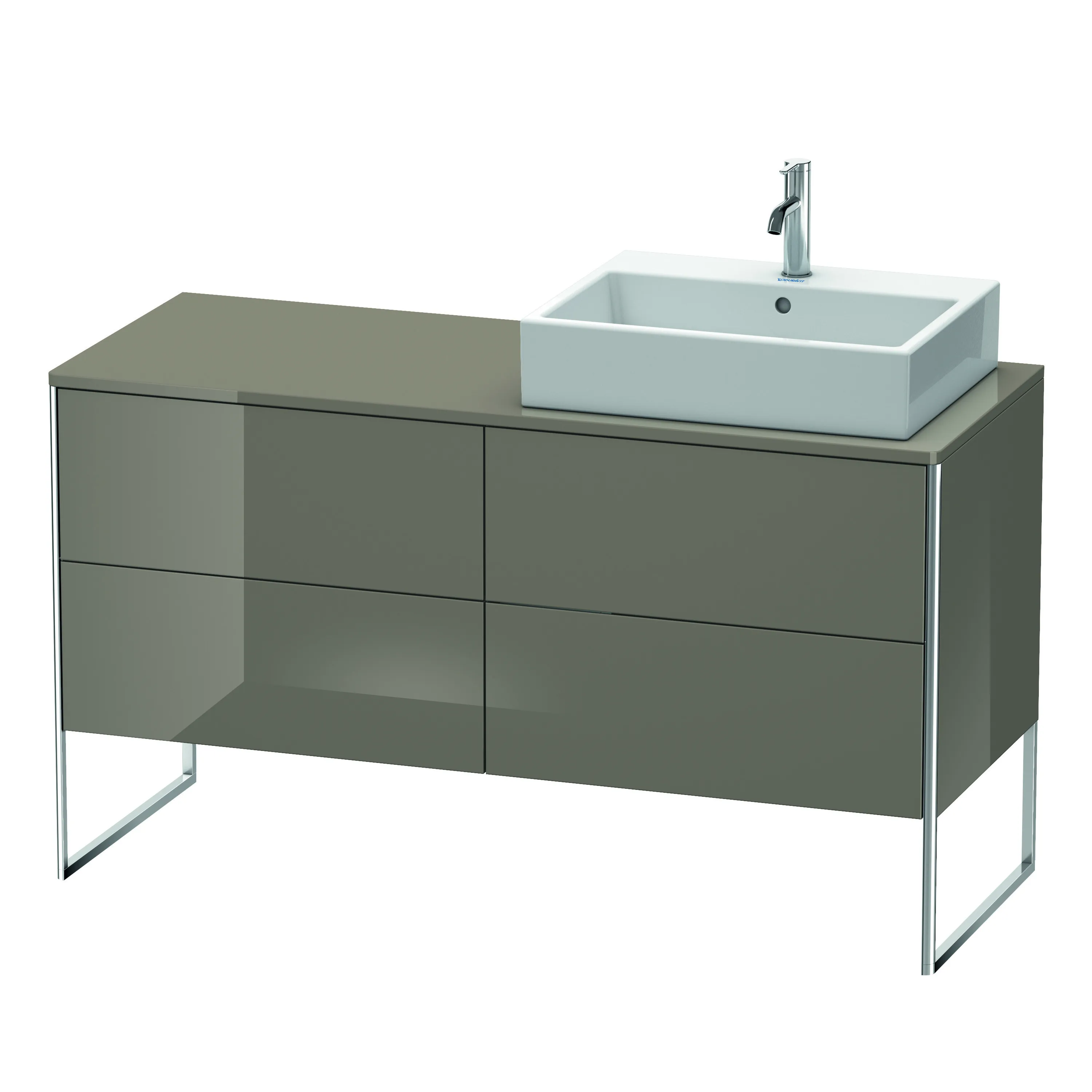Duravit Waschtischunterschrank bodenstehend „XSquare“ 140 × 77,8 × 54,8 cm Flannel Grey Hochglanz