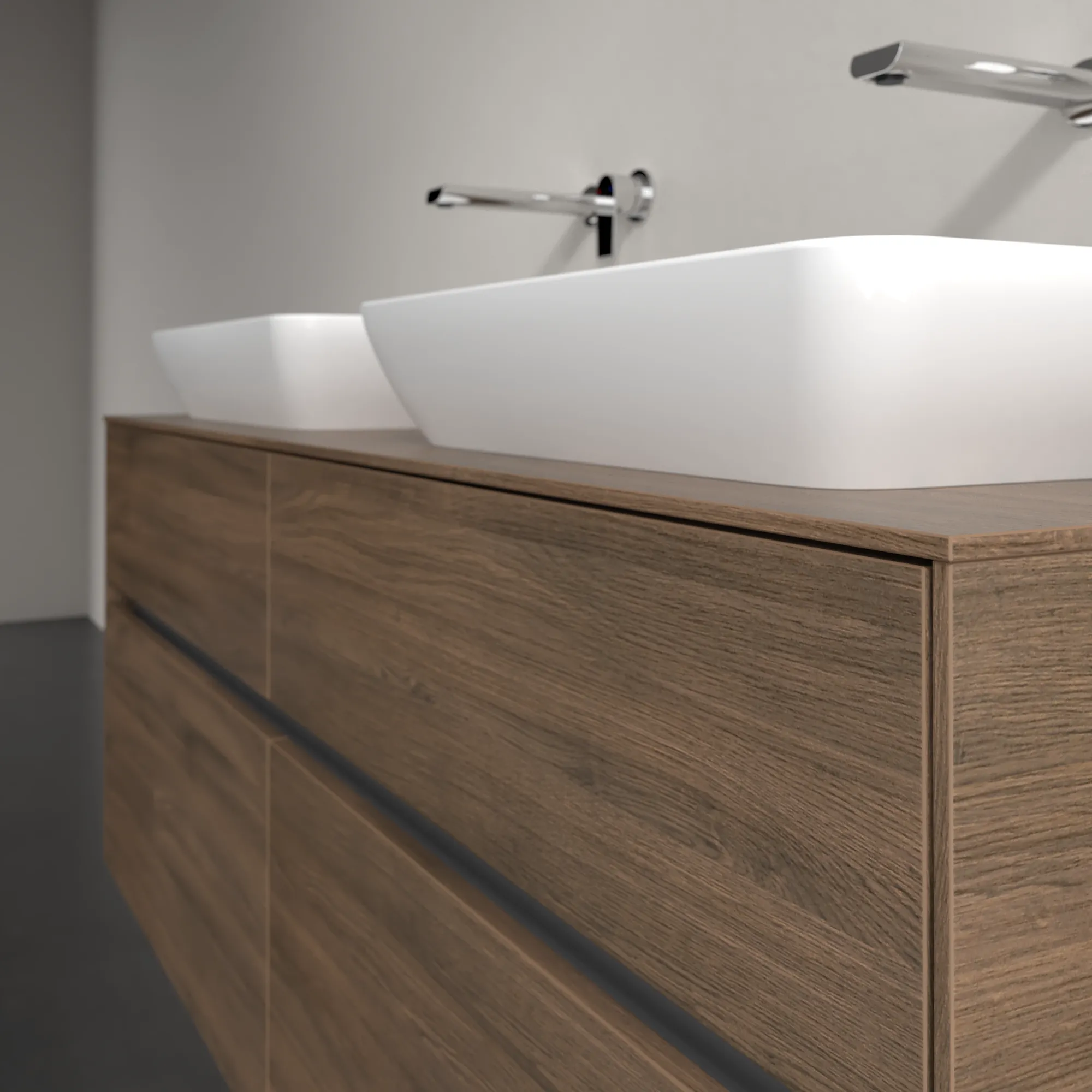 Villeroy & Boch Waschbeckenunterschrank Collaro Arizona Oak, 1400 x 500 mm, Höhe 548 mm, 4 Auszüge mit SoftClosing, für 2 Waschbecken