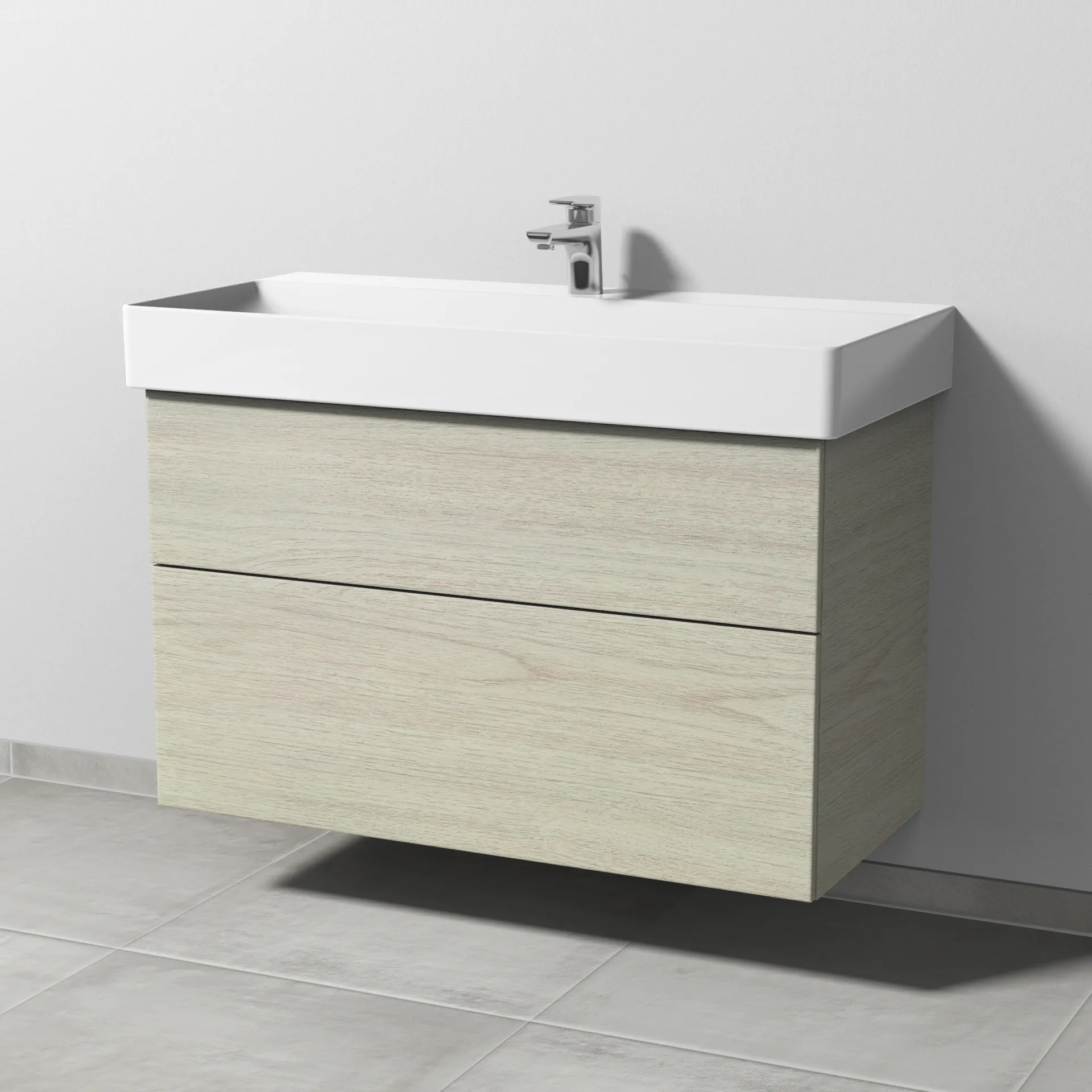 Sanipa Waschtischunterschrank „3way“ 950 × 588 × 447 mm in White Oak Sanipa Waschtischunterschrank „3way“ 950 × 588 × 447 mm in White Oak