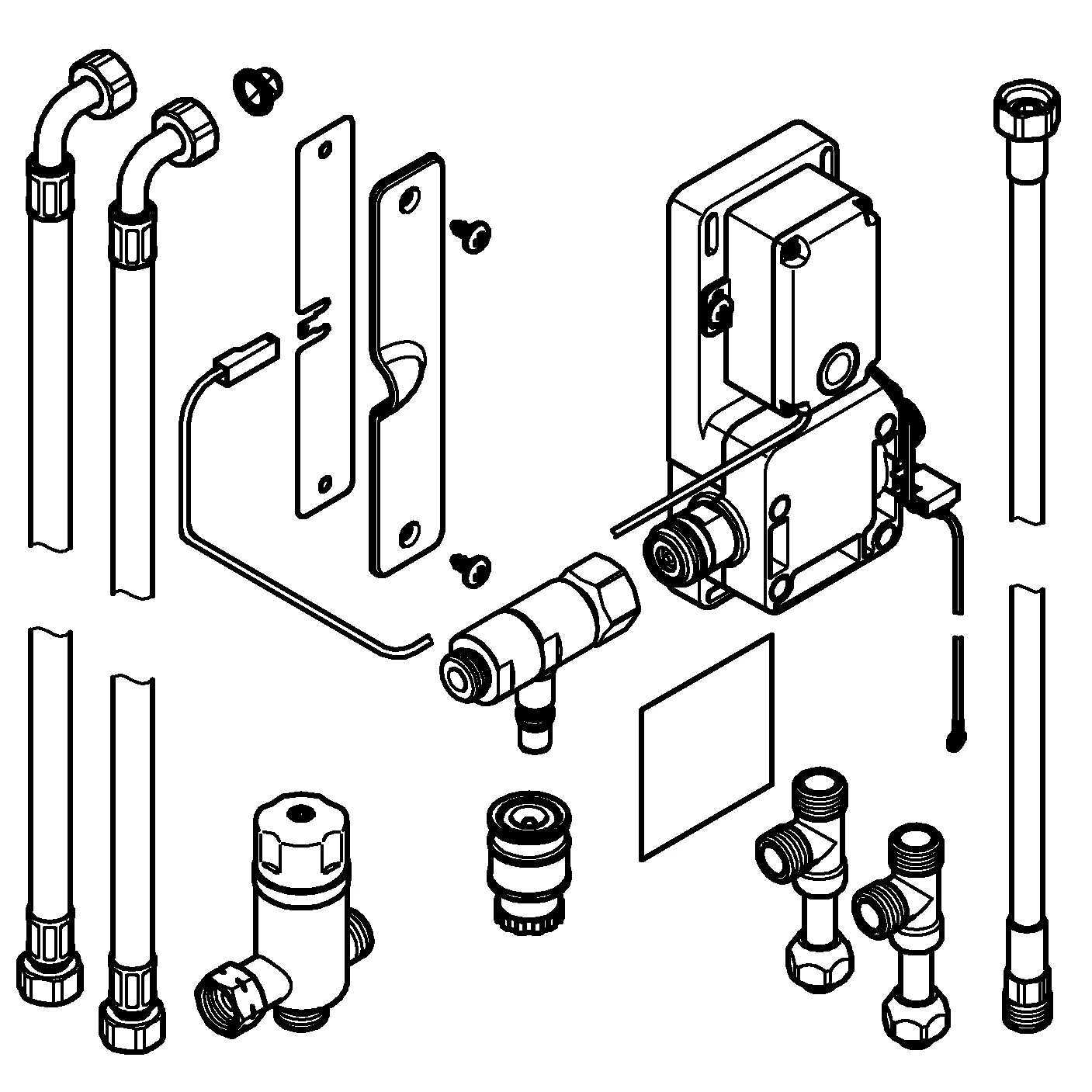 Umrüstset Foot Control 30309, für Wasser-Aktivierung durch Sensor-Berührung, für alle Küchenarmaturen mit herausziehbarem Mousseur/Spülbrause und für Waschtischbatterie Europlus 33155002 einsetzbar