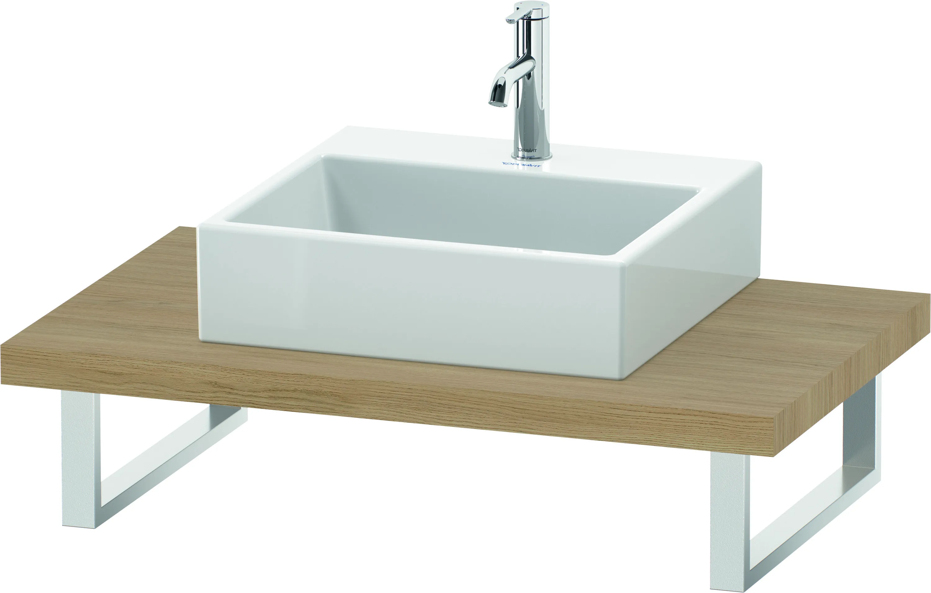 Duravit Konsole „L-Cube“ in Eiche Natur Ausschnitte: 1 / Becken: mittig / Farbe: Eiche Natur / Höhe: 4,5 cm / Oberfläche: Dekor / Tiefe: 55 cm