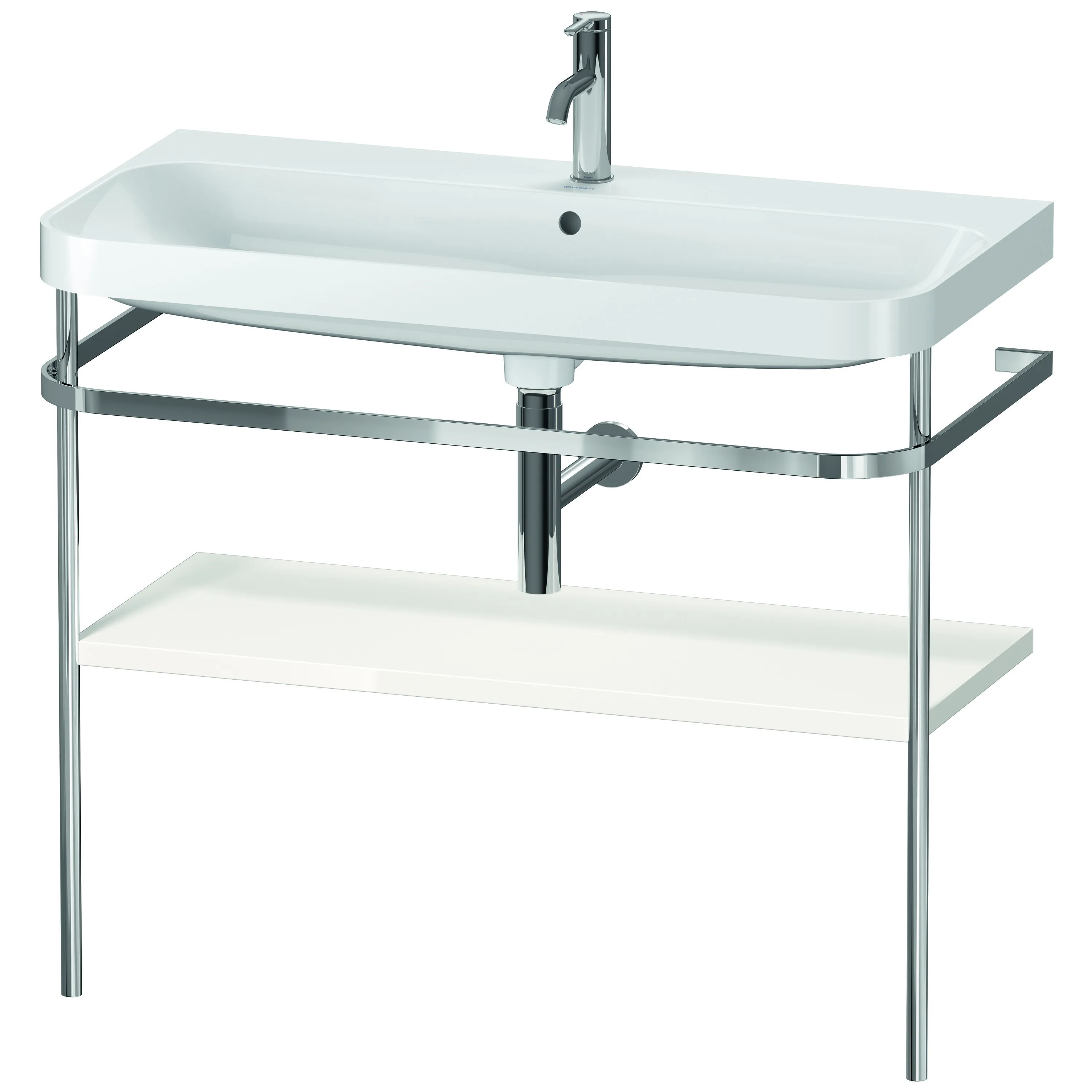 Duravit Waschtischunterschrank c-shaped Set mit Metallkonsole „Happy D.2 Plus“ 97,5 × 85 × 49 cm in Weiß Hochglanz