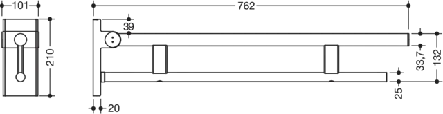 Mobiler Stützklappgriff Duo, Design A des Systems 900, Edelstahl, PVD, Ausladung 750 mm, in Farbe CK (messing glänzend) Mobiler Stützklappgriff Duo, Design A des Systems 900, Edelstahl, PVD, Ausladung 750 mm, in Farbe CK (messing glänzend)