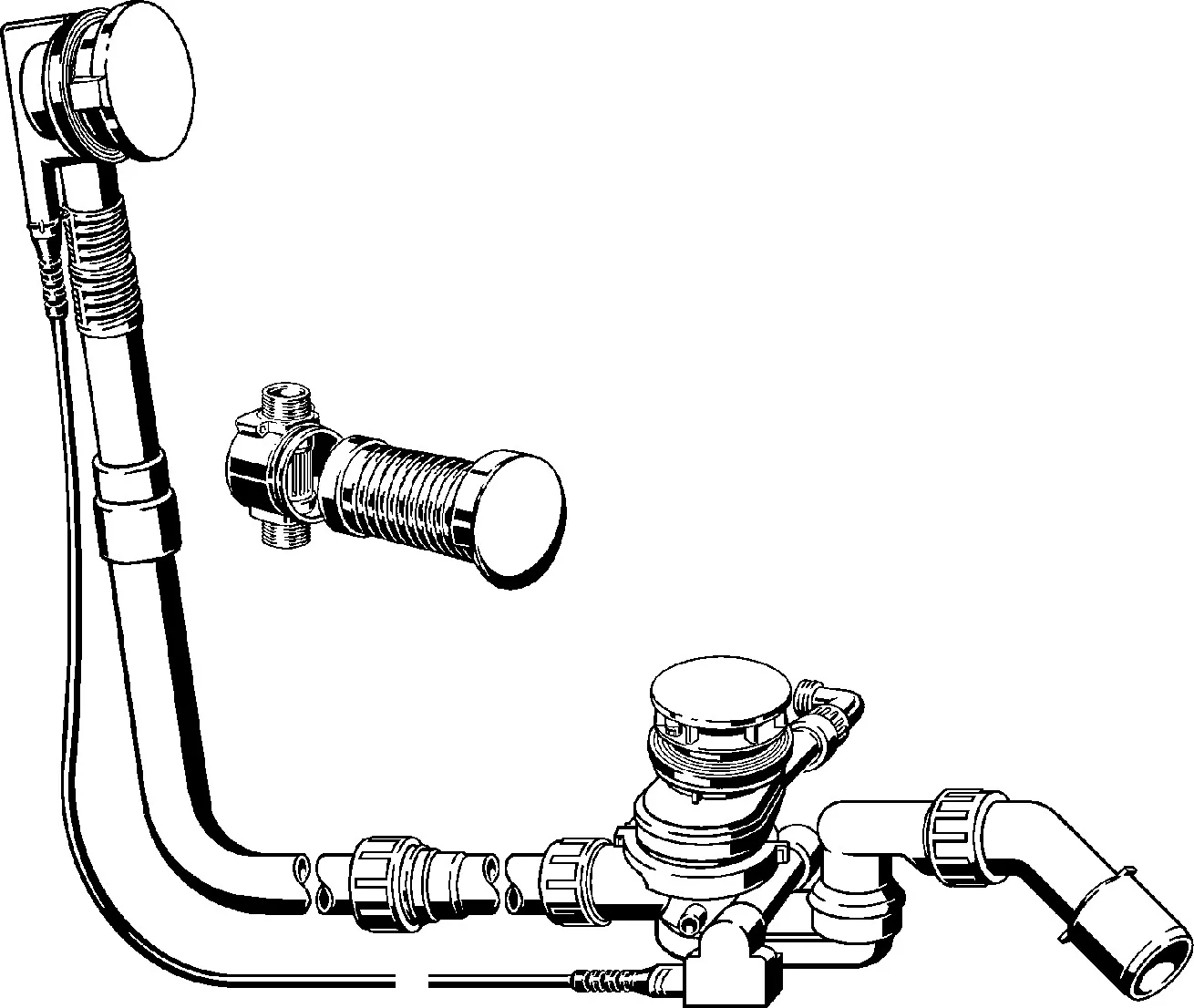 Viega Ab- und Überlaufgarnitur mit Zulauffunktion Modell 6145.6 „Multiplex Trio“ in 1070 mm × DN40 / 50 Kunststoff verchromt 19 cm Viega Ab- und Überlaufgarnitur mit Zulauffunktion Modell 6145.6 „Multiplex Trio“ in 1070 mm × DN40 / 50 Kunststoff verchromt 19 cm