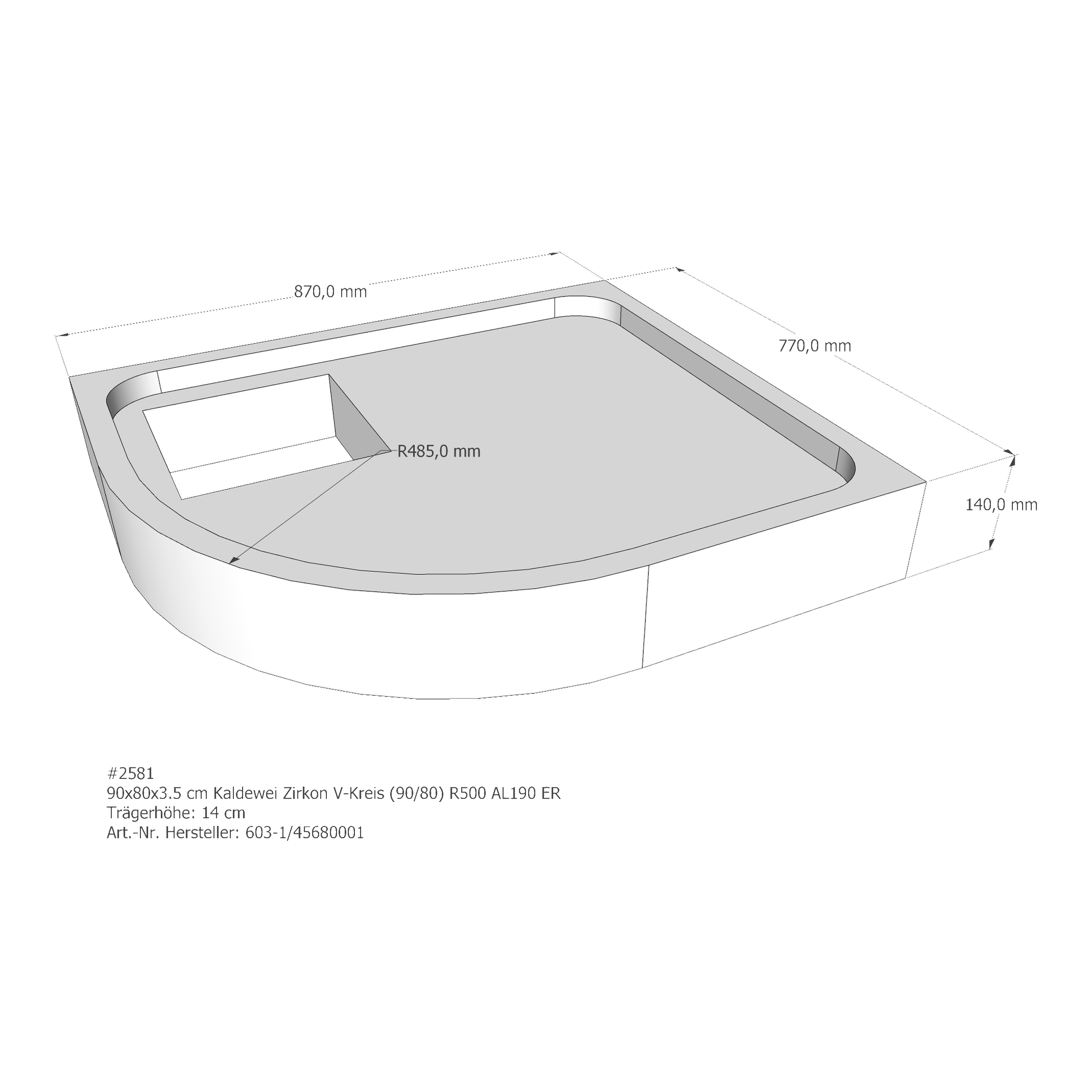 Duschwannenträger für Kaldewei Zirkon 90 × 80 × 3,5 cm Breite: 80 cm / Länge: 90 cm Duschwannenträger für Kaldewei Zirkon 90 × 80 × 3,5 cm Breite: 80 cm / Länge: 90 cm