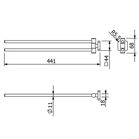 Kludi VELA S Doppel-Handtuchstange, Länge 440MM, Brushed Gunmetal