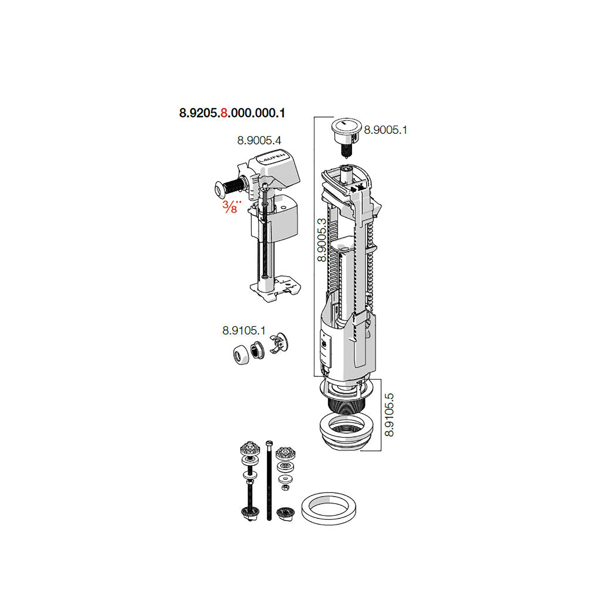 Laufen Austauschset Innengarnitur für Wasseranschluss seitlich ab 2017 Laufen Austauschset Innengarnitur für Wasseranschluss seitlich ab 2017