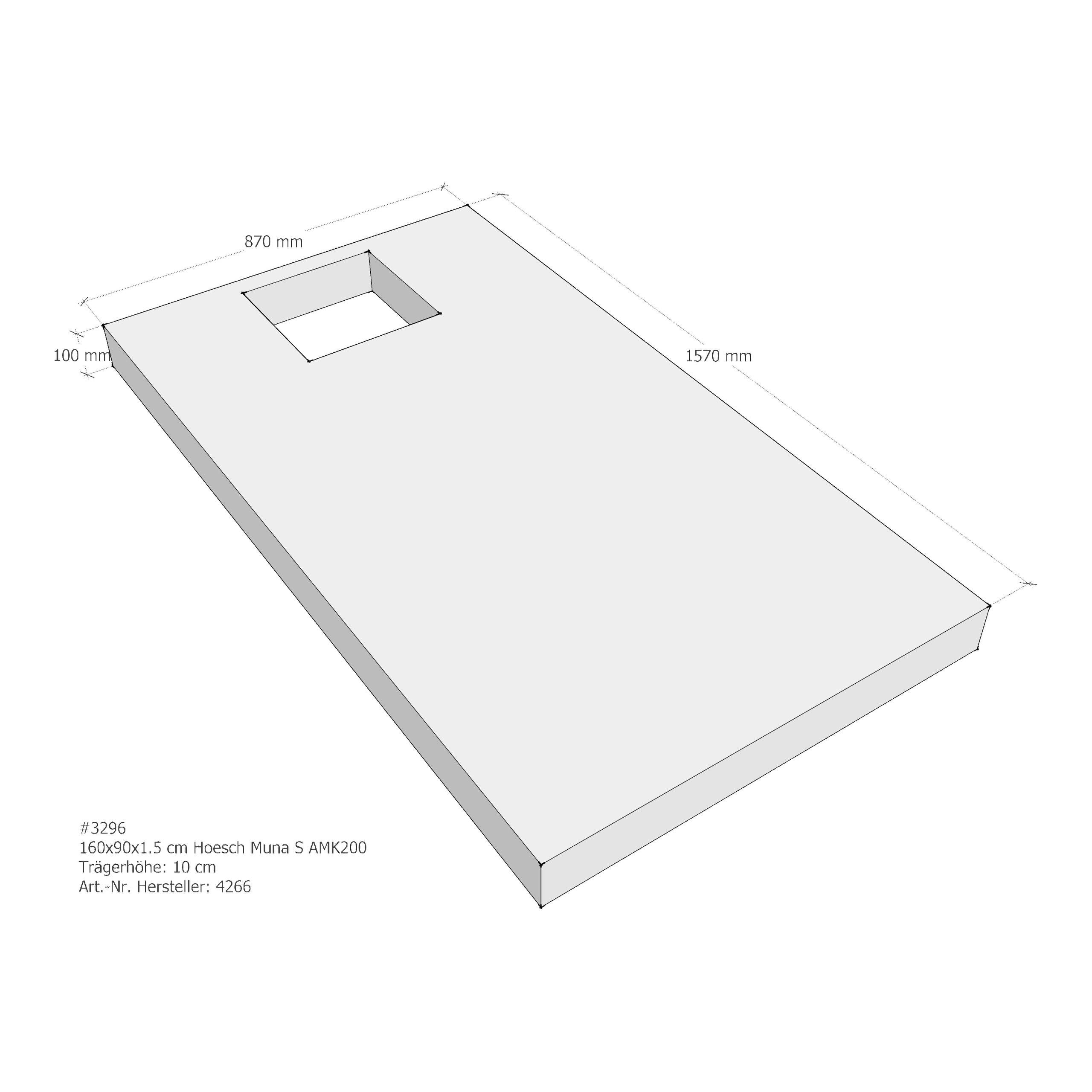 Duschwannenträger für Hoesch Muna S 160 × 90 × 1,5 cm