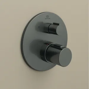 Badethermostat Unterputz Ceratherm T100, Bausatz 2, Rosette Durchmesser: 163mm, Brushed Gold Badethermostat Unterputz Ceratherm T100, Bausatz 2, Rosette Durchmesser: 163mm, Brushed Gold
