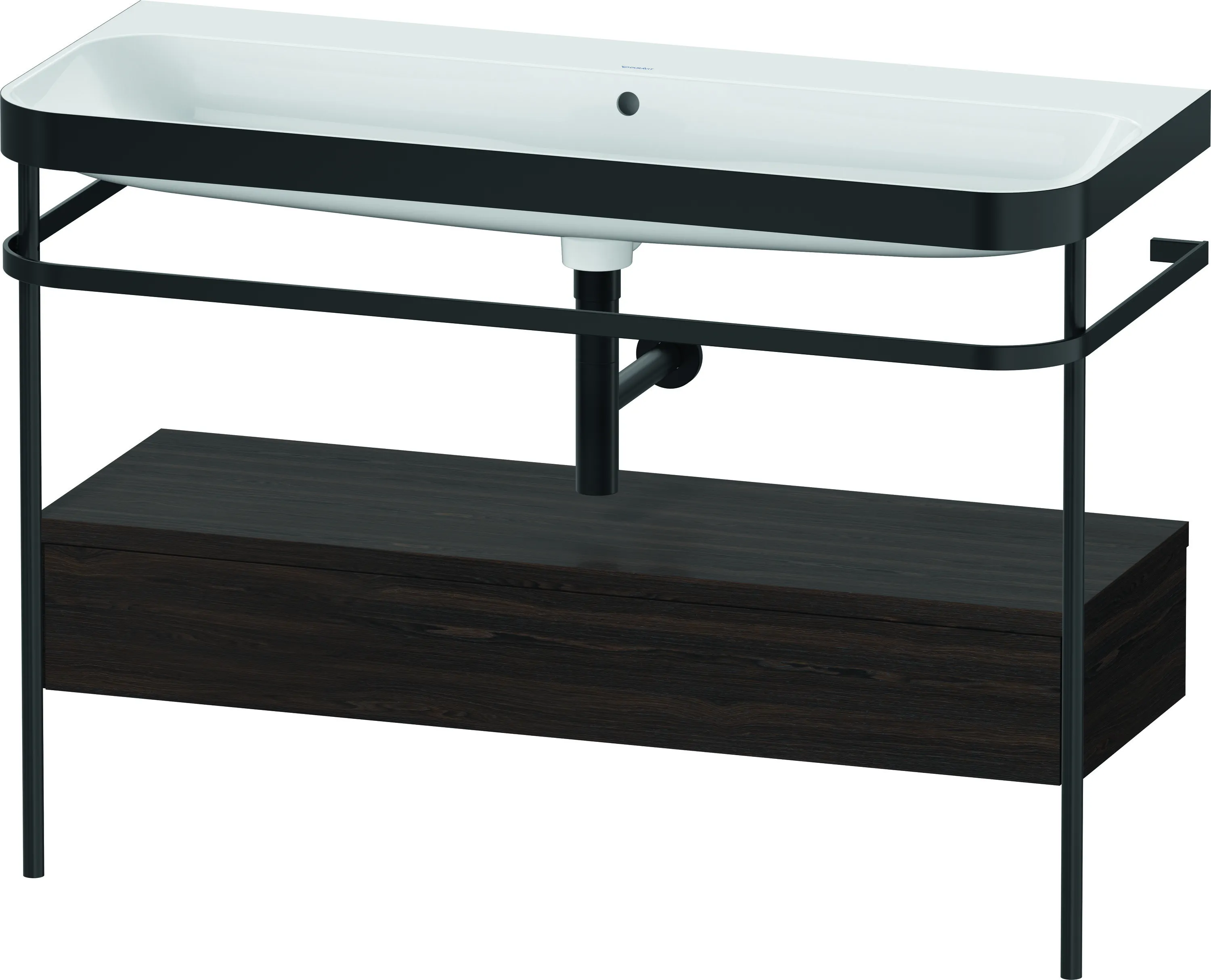 Duravit Waschtischunterschrank mit Metallkonsole „Happy D.2 Plus“ 117,5 × 85 × 49 cm Nussbaum gebürstet Duravit Waschtischunterschrank mit Metallkonsole „Happy D.2 Plus“ 117,5 × 85 × 49 cm Nussbaum gebürstet