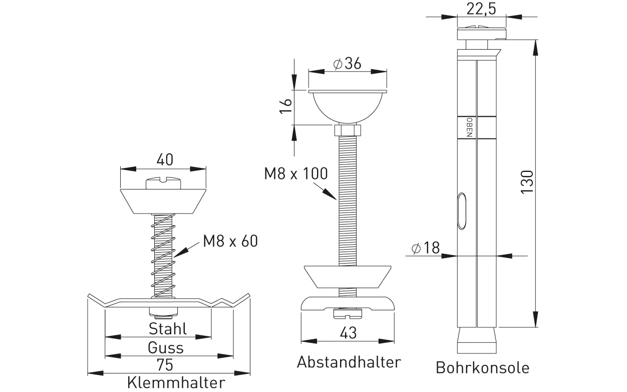 ASW HG-TEC Zubehör Heizung Bohrkonsolen 160mm ASW HG-TEC Zubehör Heizung Bohrkonsolen 160mm