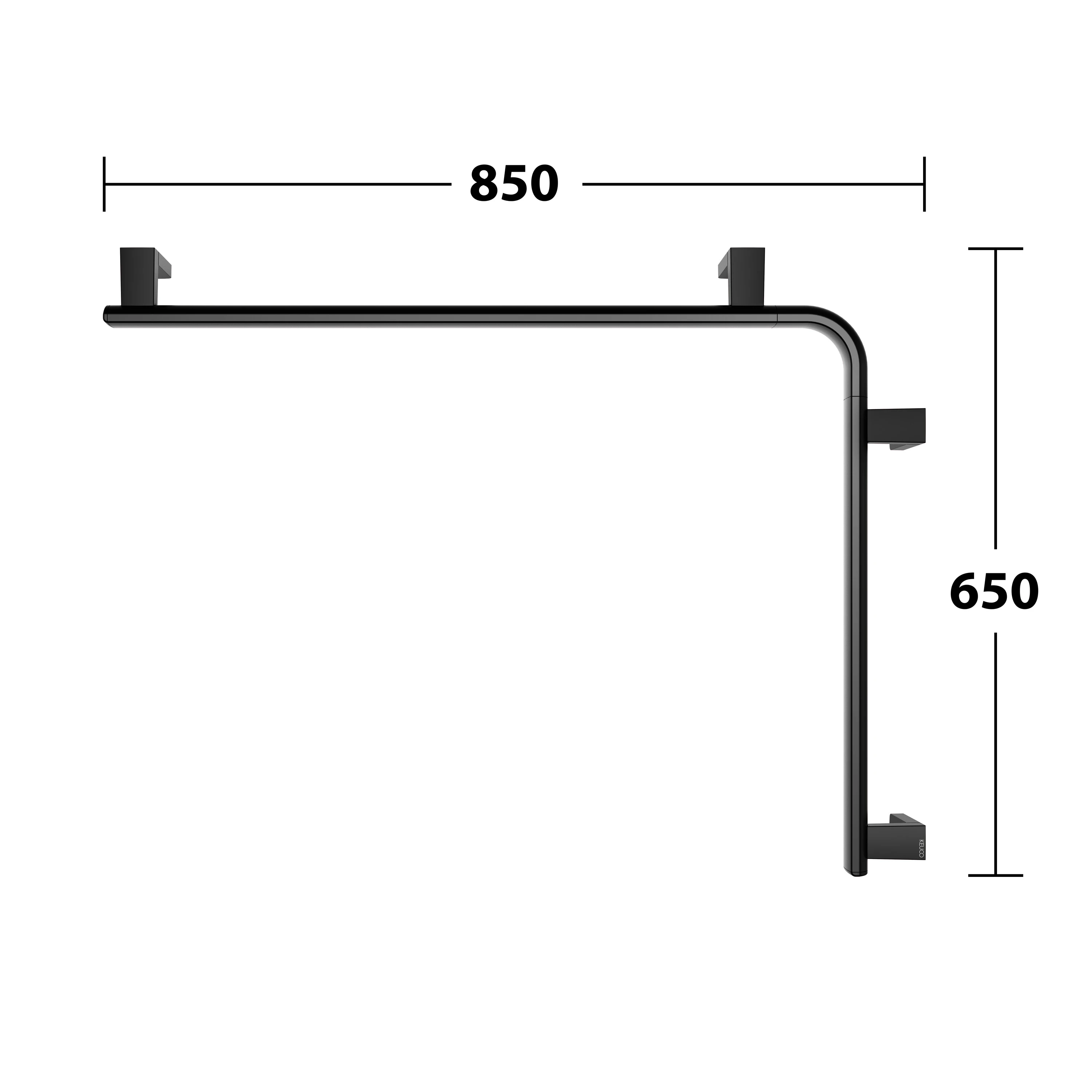 AXESS 35011378602 Dusch- und Wannenhandlauf links 800 / 600 mm schwarz matt