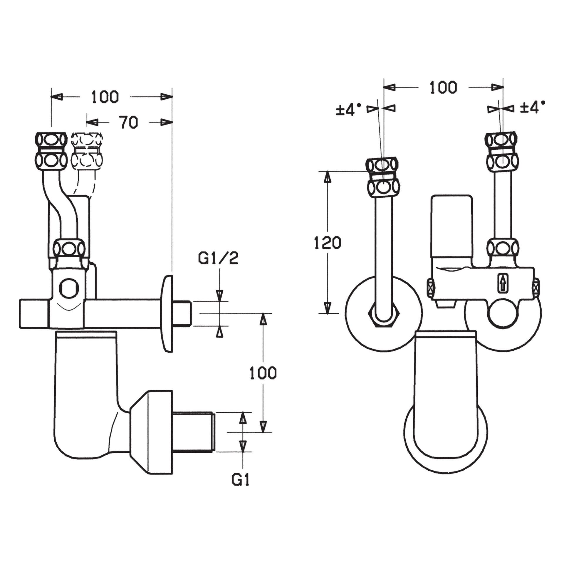 Hansa Regelventil für 1 oder 2 Rohrsysteme Hansa 6320, Wandmontage Hansa Regelventil für 1 oder 2 Rohrsysteme Hansa 6320, Wandmontage