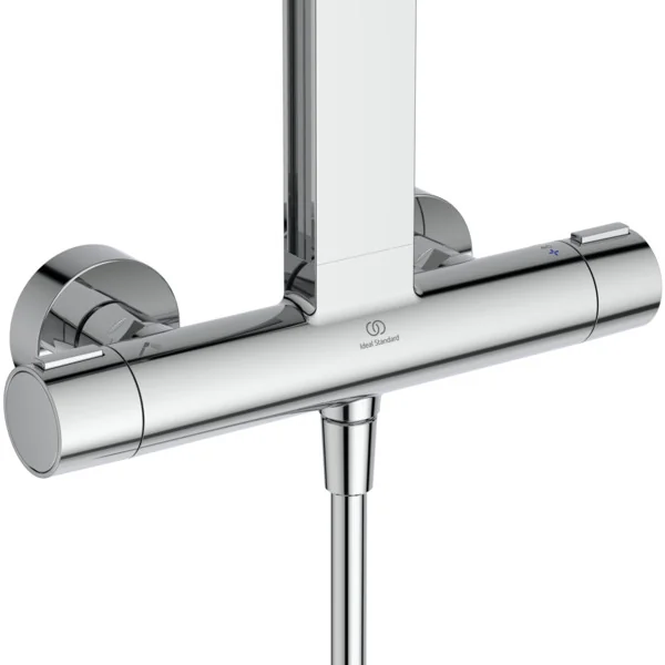 Ideal Standard Ceratherm Alu+ Duschsystem mit Brausethermostat, Chrom, 2 Ablagen, 2 Strahlarten Hand- und Kopfbrause, Idealflex Brauseschlauch Ideal Standard Ceratherm Alu+ Duschsystem mit Brausethermostat, Chrom, 2 Ablagen, 2 Strahlarten Hand- und Kopfbrause, Idealflex Brauseschlauch