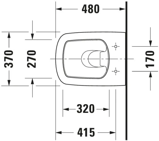 Wand-Tiefspül-WC Compact „DuraStyle“ 37 × 35 × 48 cm in Weiß Hochglanz, Befestigung sichtbar, mit Spülrand Wand-Tiefspül-WC Compact „DuraStyle“ 37 × 35 × 48 cm in Weiß Hochglanz, Befestigung sichtbar, mit Spülrand